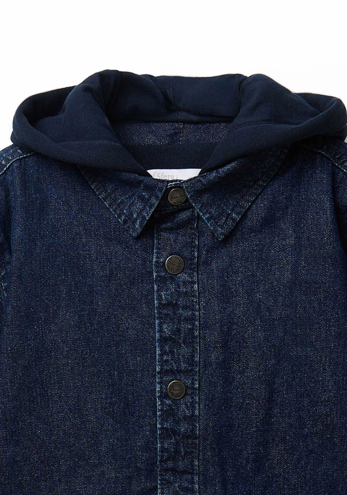 Hooded Denim Overshirt - Denim Dark Blue