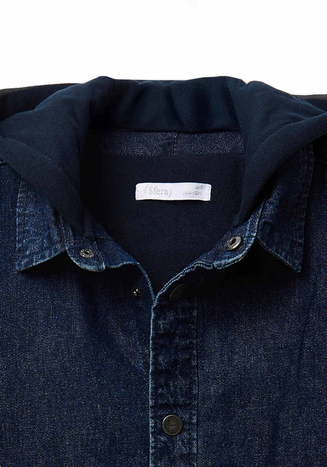 Hooded Denim Overshirt - Denim Dark Blue