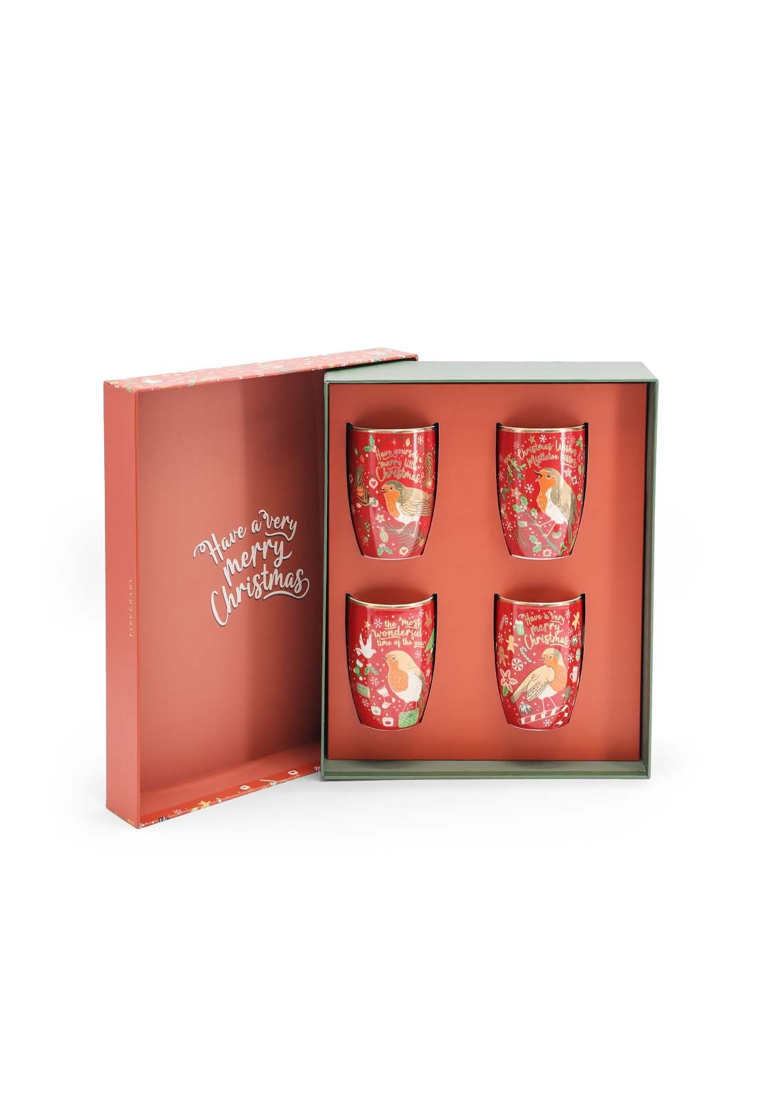 Tipperary Crystal Christmas Robin Set Of Four Mugs 1 Shaws Department Stores