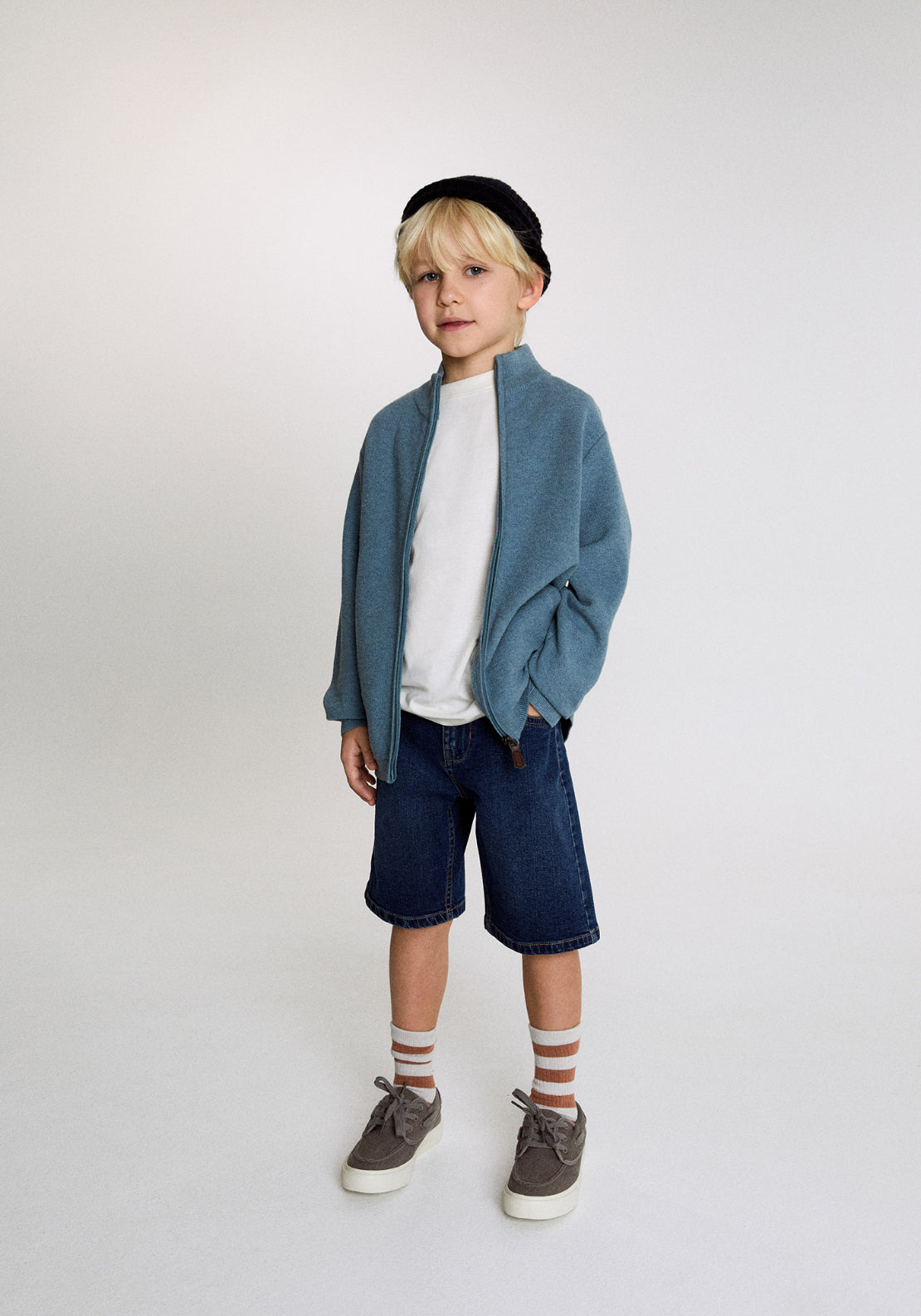 Cardigan With Zip - Blue Petrol