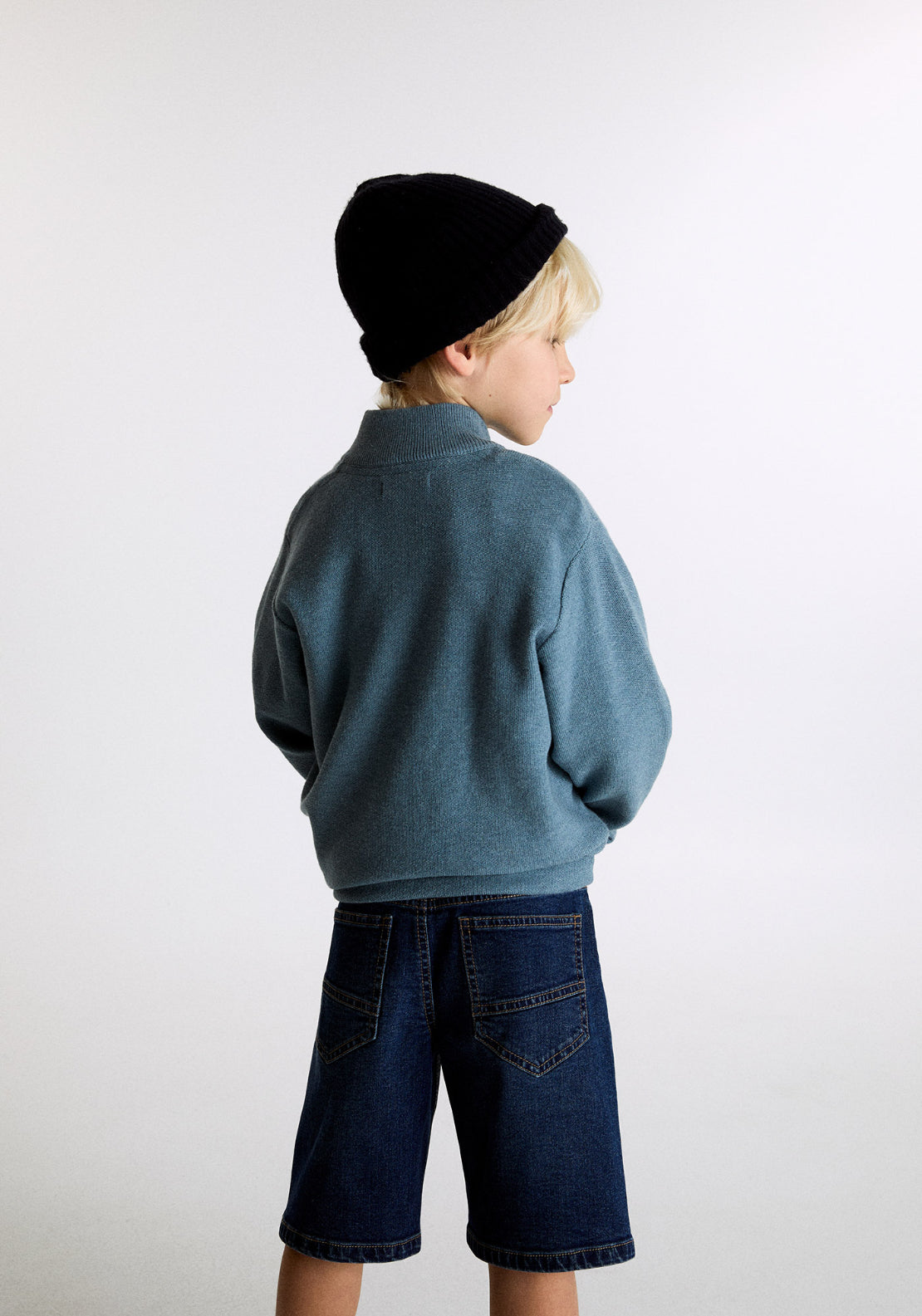 Cardigan With Zip - Blue Petrol