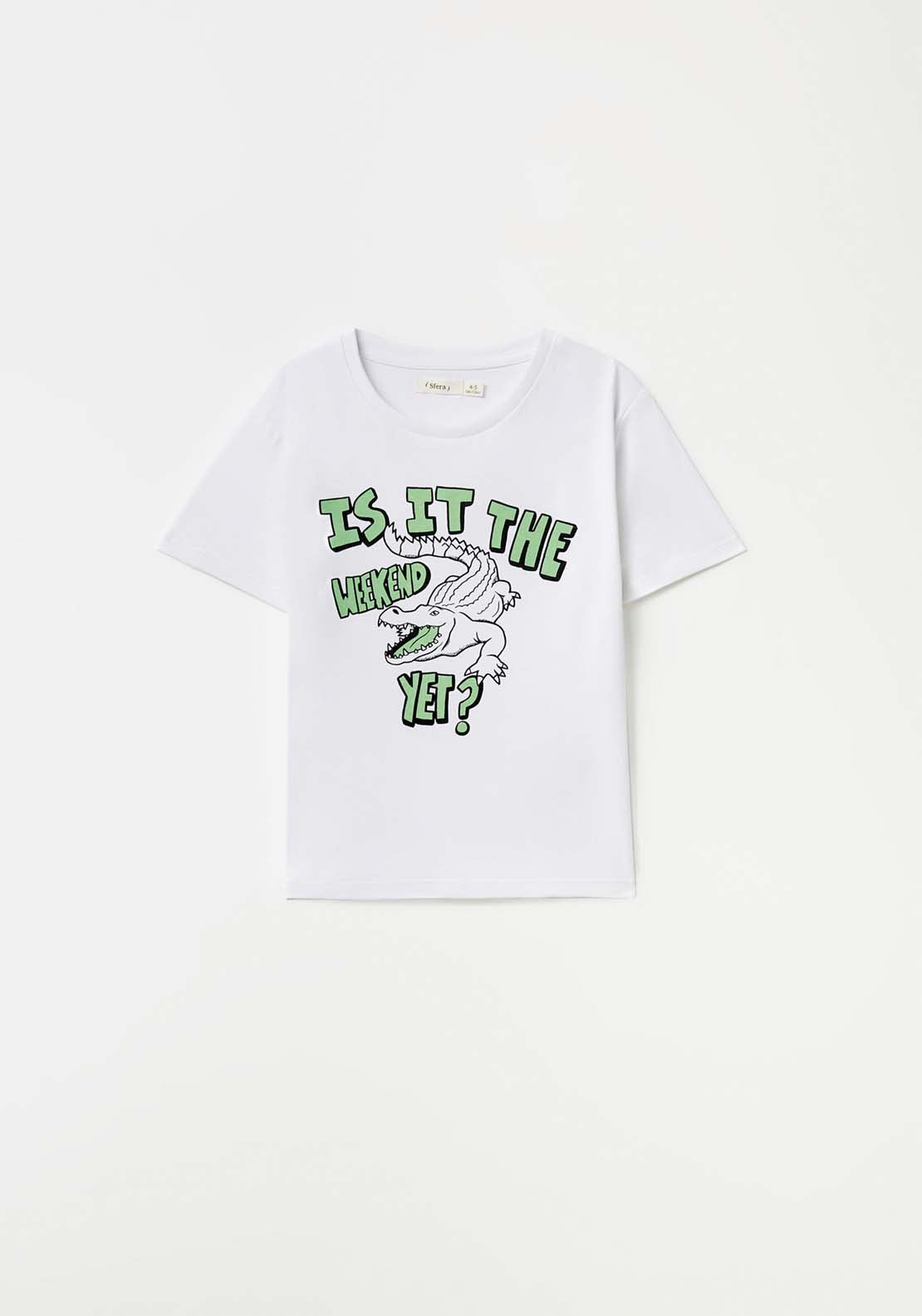 Sfera Croc Print T-Shirt - White 1 Shaws Department Stores