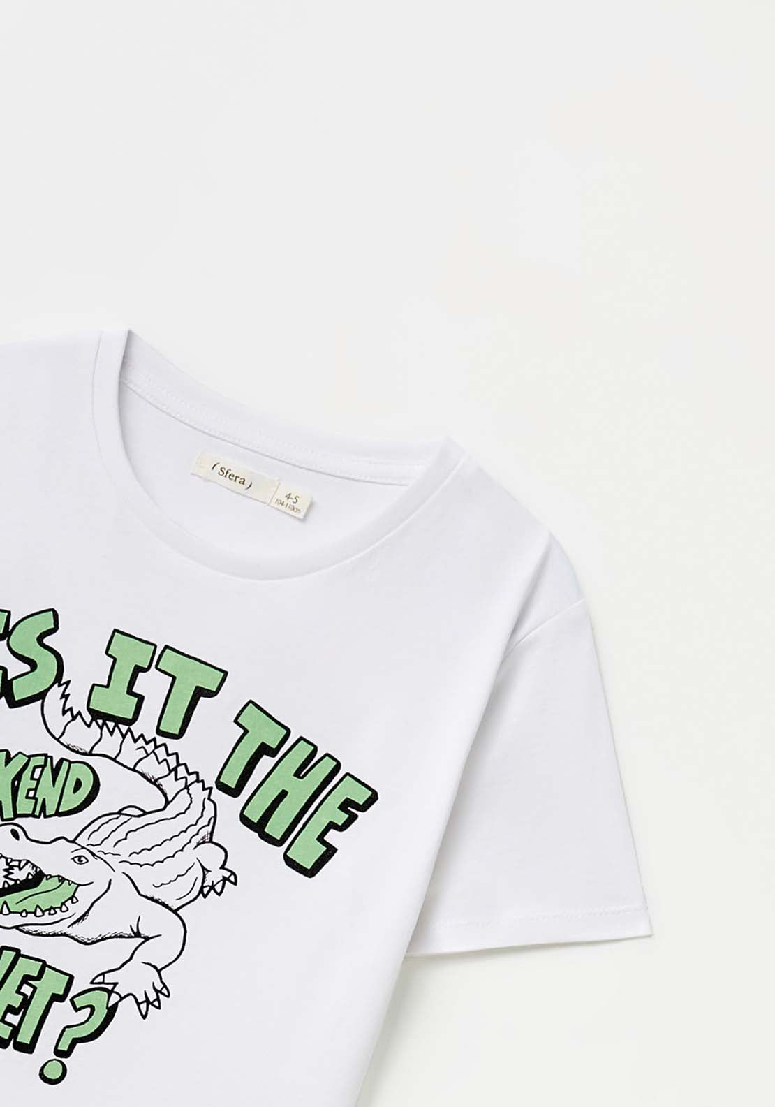 Sfera Croc Print T-Shirt - White 2 Shaws Department Stores