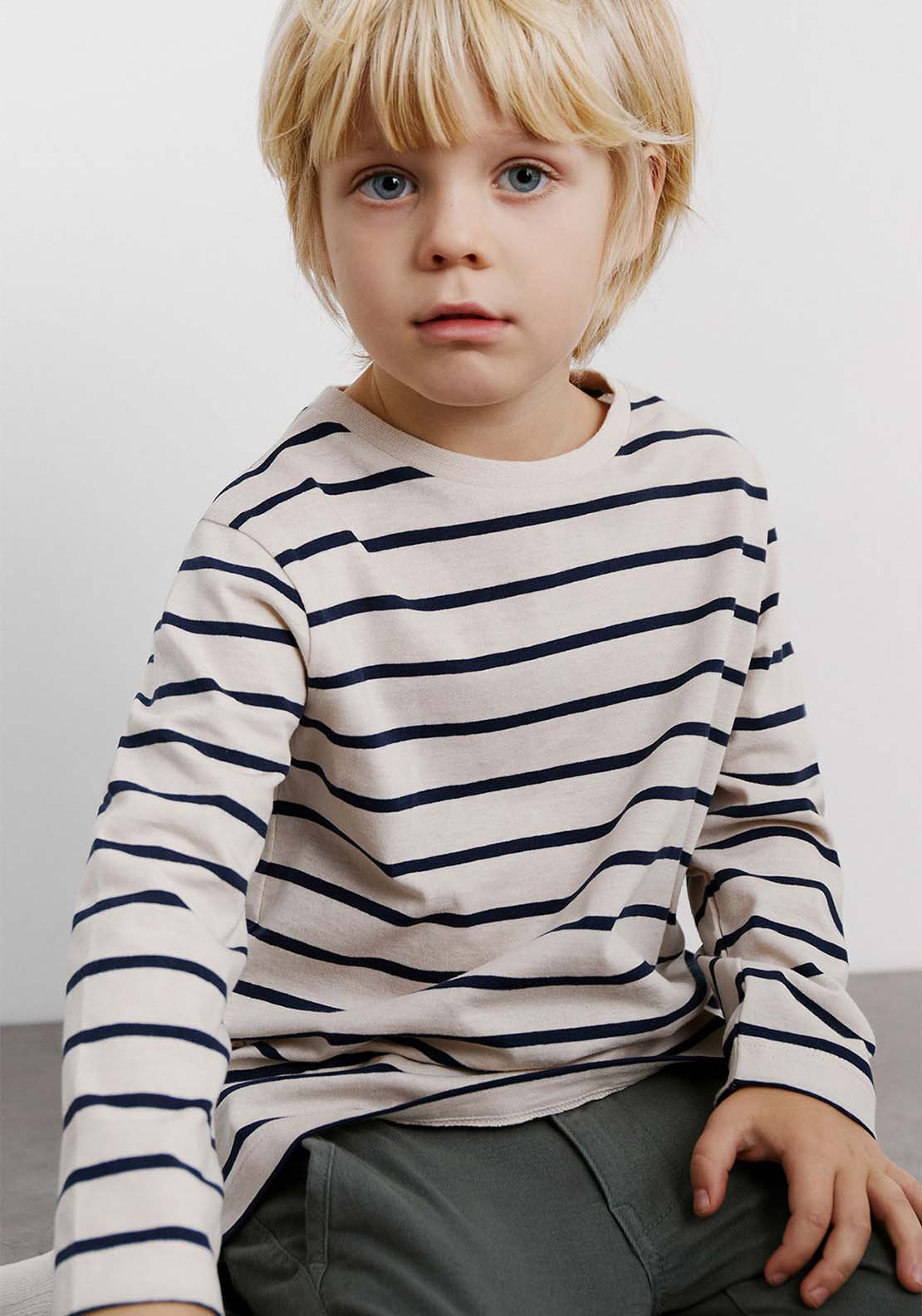 Sfera Stripes long-sleeved T-shirt - White Off 1 Shaws Department Stores