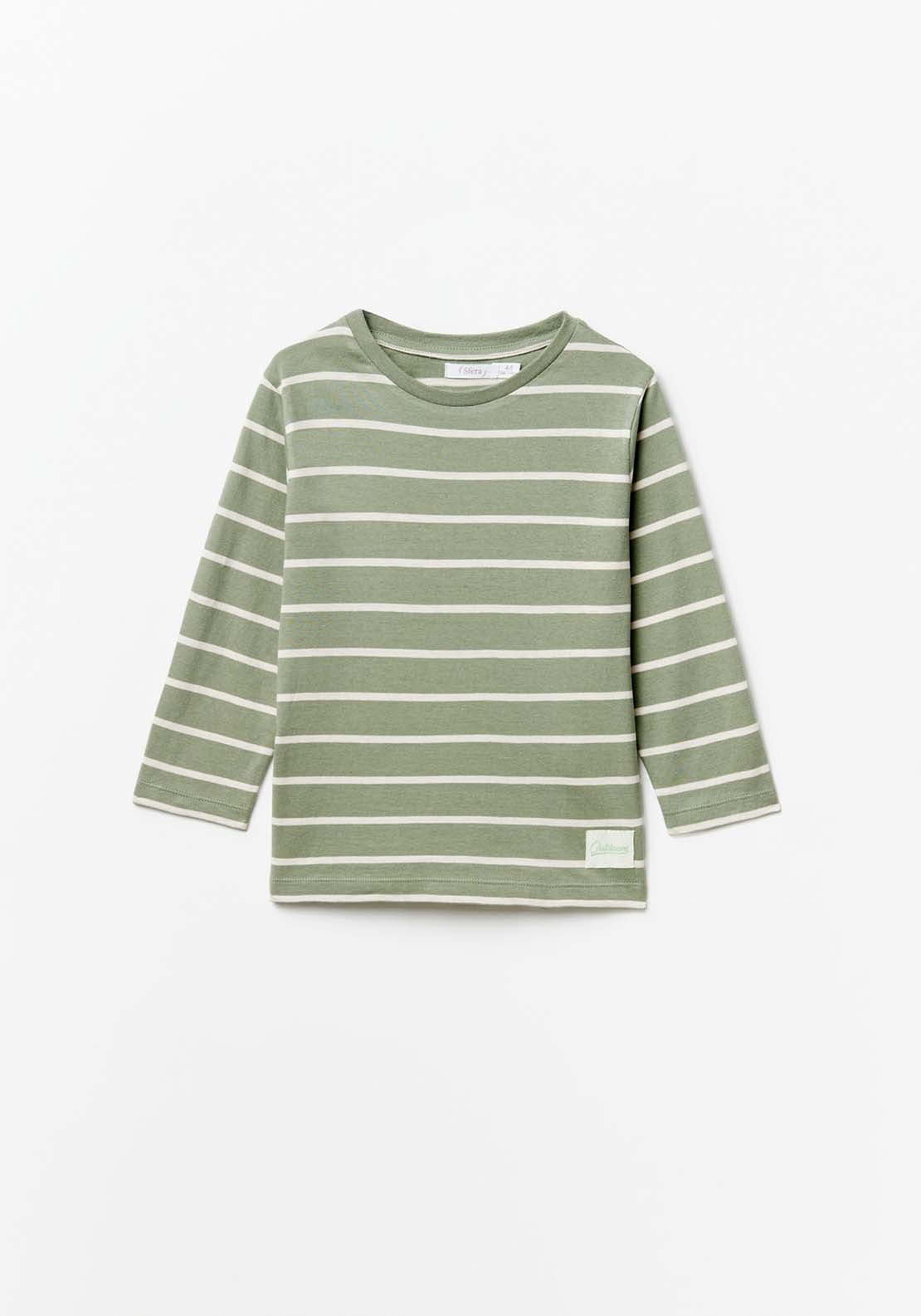 Sfera Stripes long-sleeved T-shirt - Green 1 Shaws Department Stores