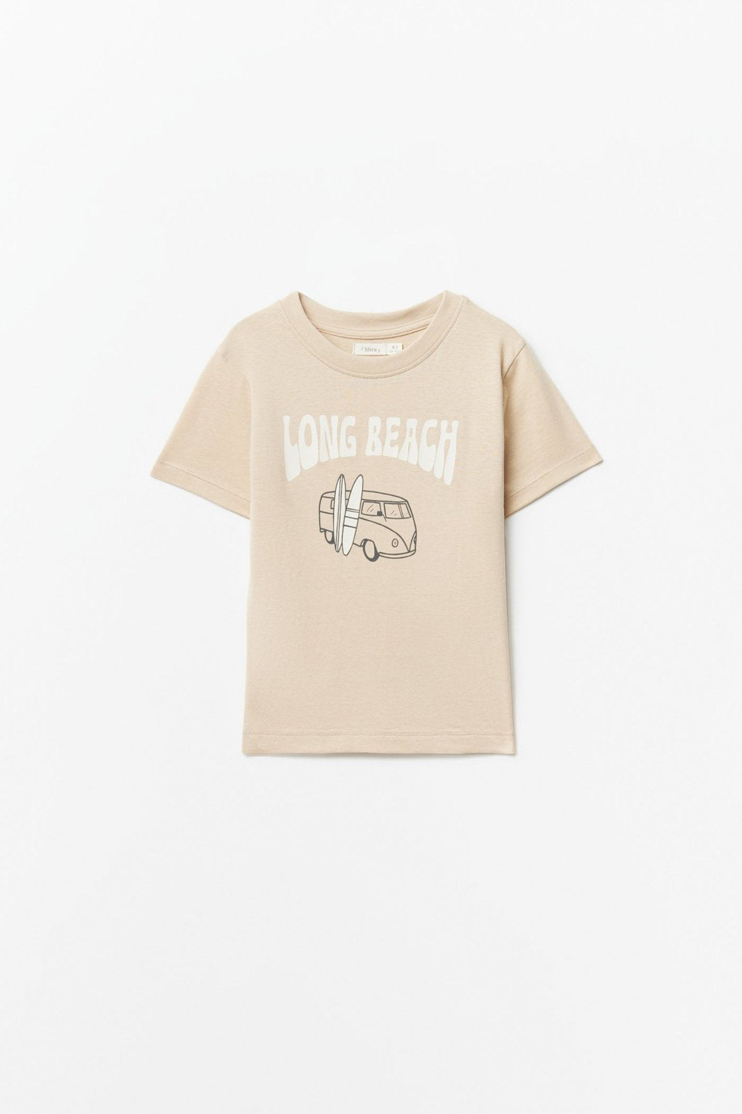 Sfera Printed short-sleeved T-shirt - Beige 1 Shaws Department Stores