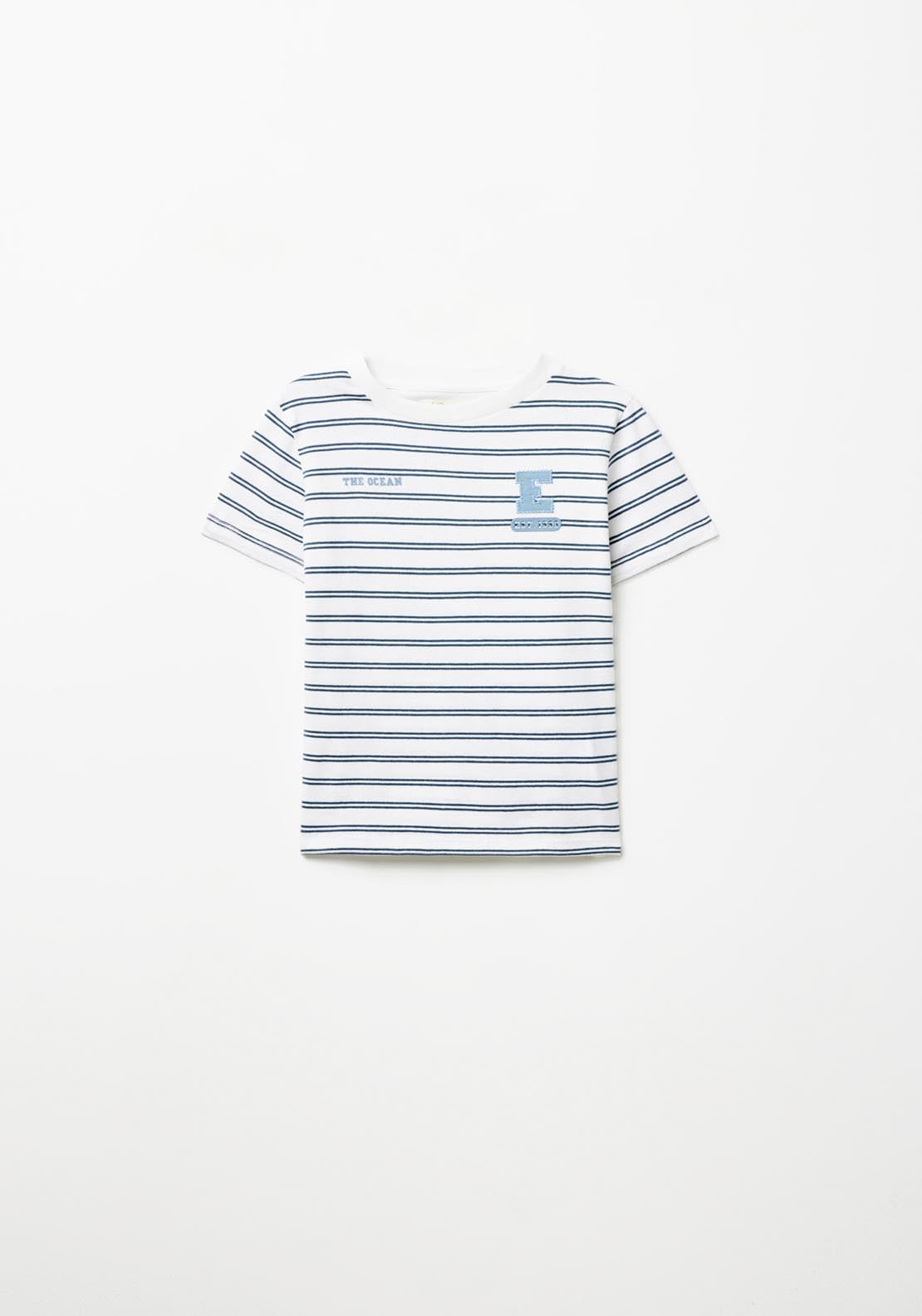 Sfera Patch Striped T-Shirt - White 1 Shaws Department Stores