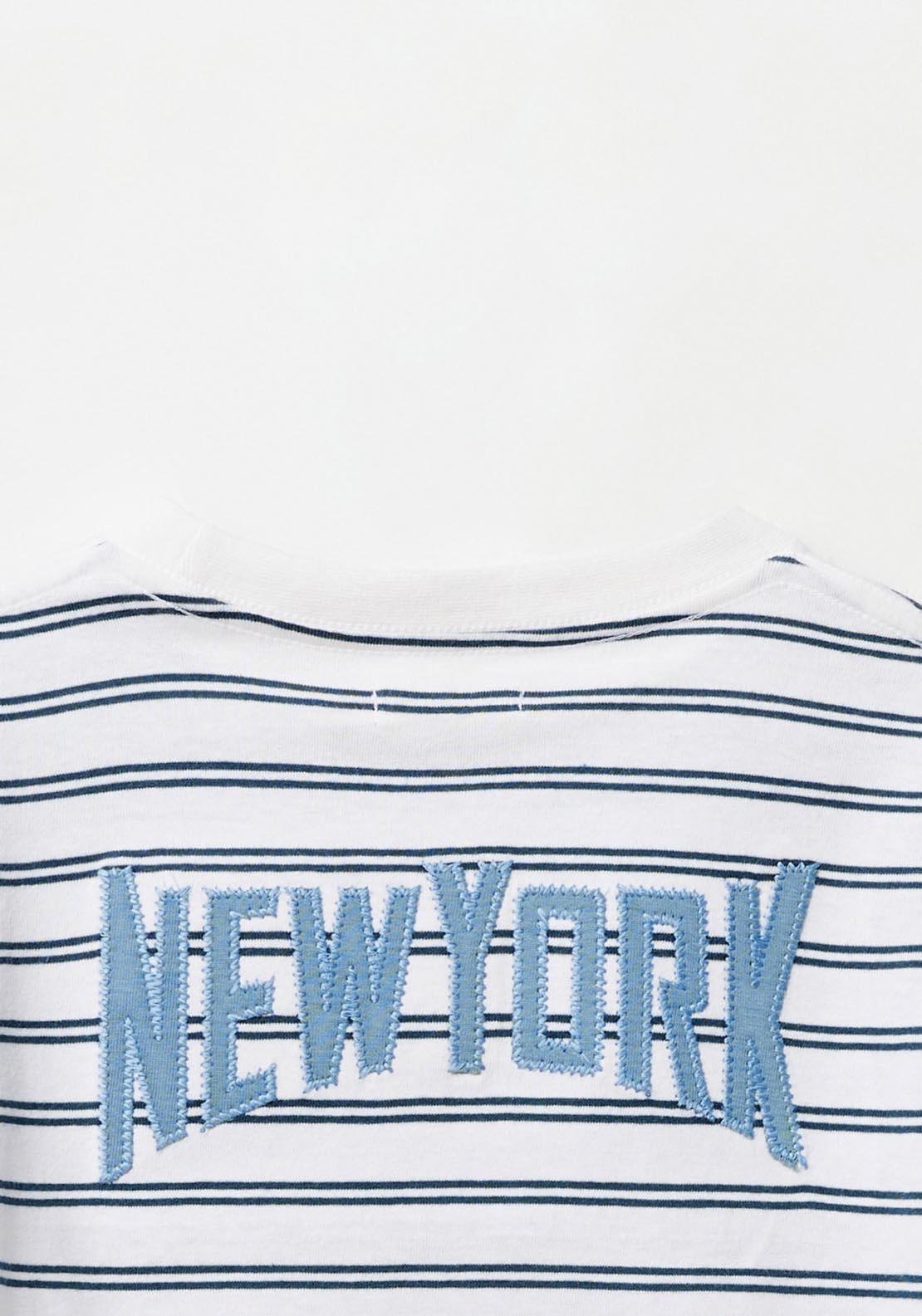 Sfera Patch Striped T-Shirt - White 4 Shaws Department Stores
