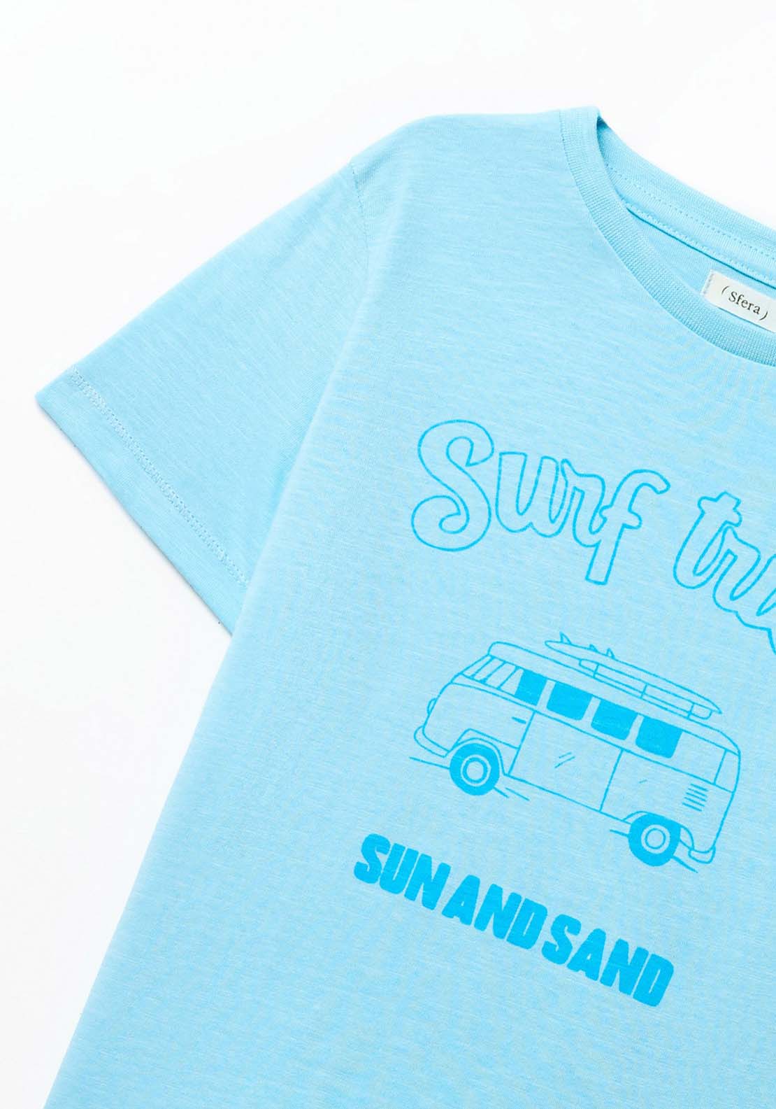 Basic Print T-Shirt - Blue