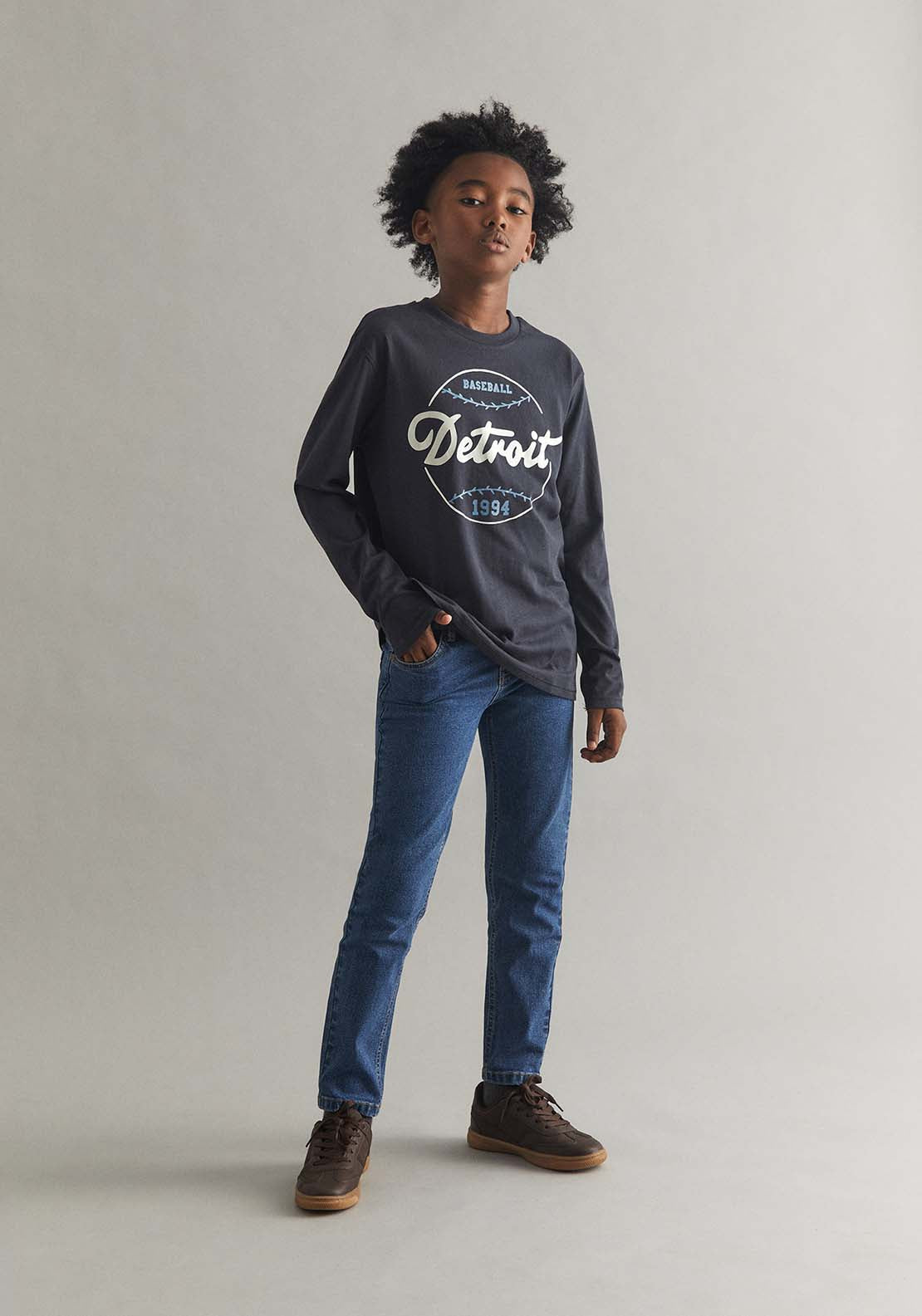 Long Sleeved College T-Shirt - Blue