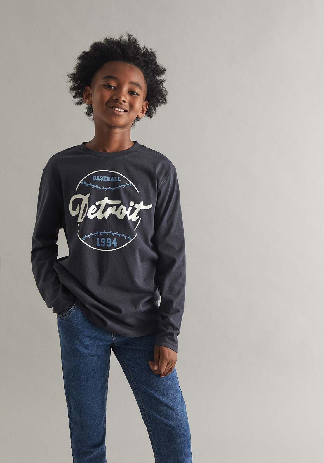 Long Sleeved College T-Shirt - Blue