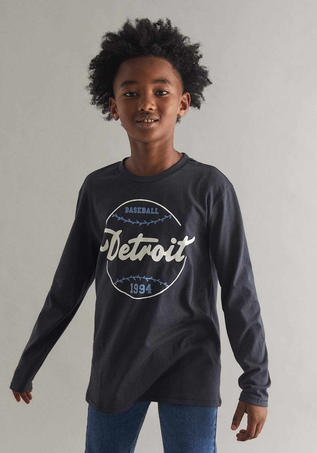 Long Sleeved College T-Shirt - Blue