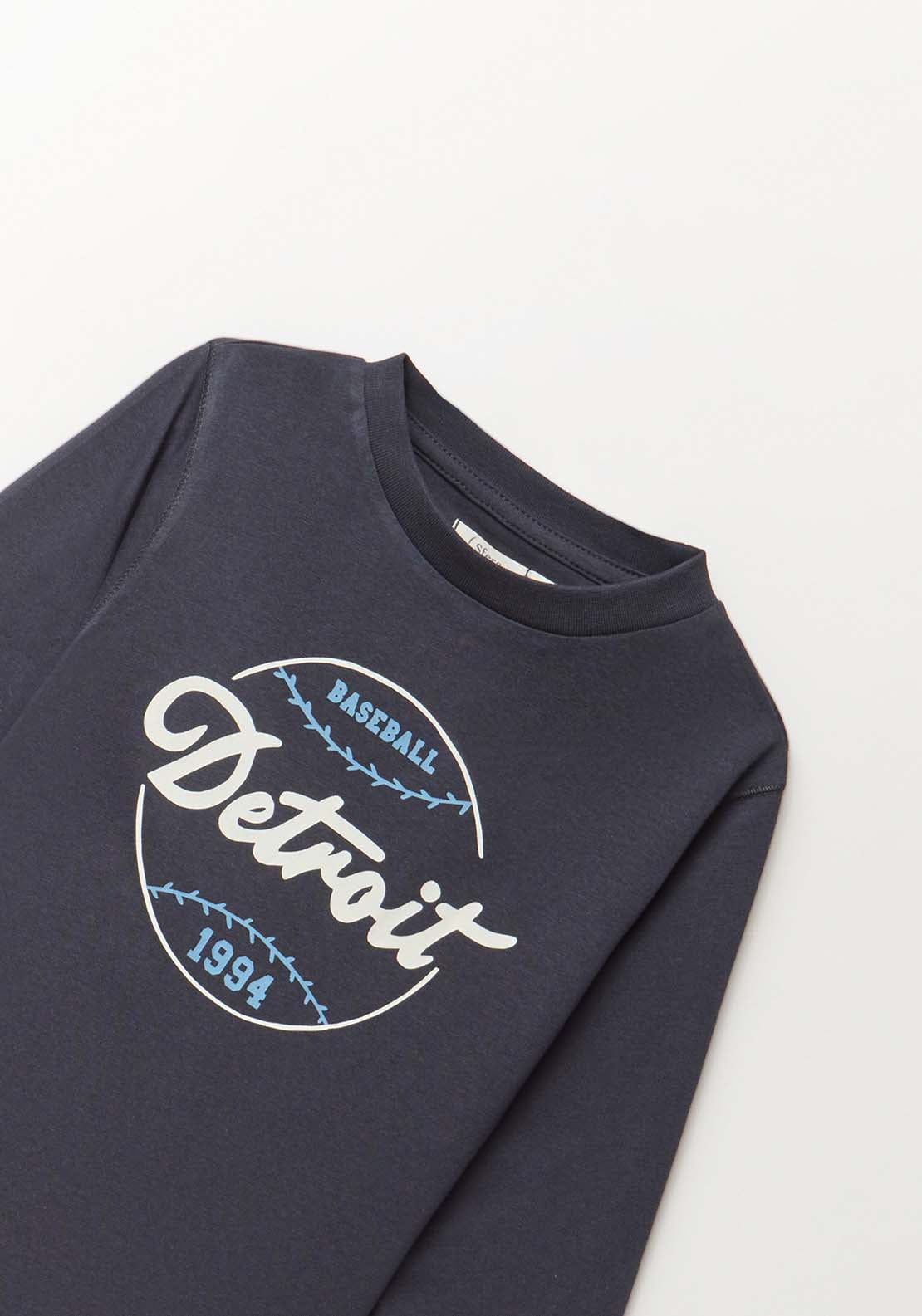 Long Sleeved College T-Shirt - Blue