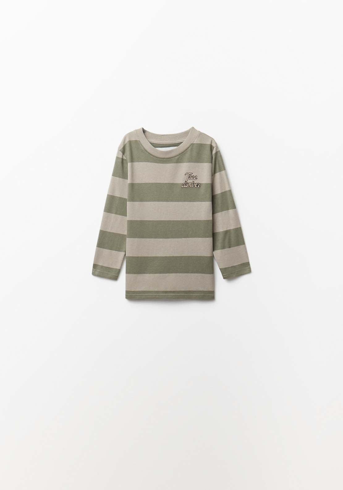 Striped Embroidered T-Shirt - Green