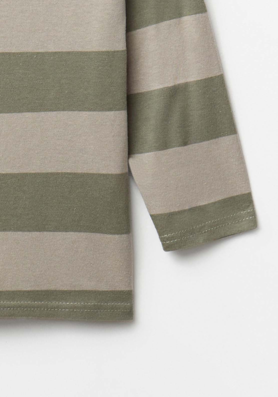 Striped Embroidered T-Shirt - Green