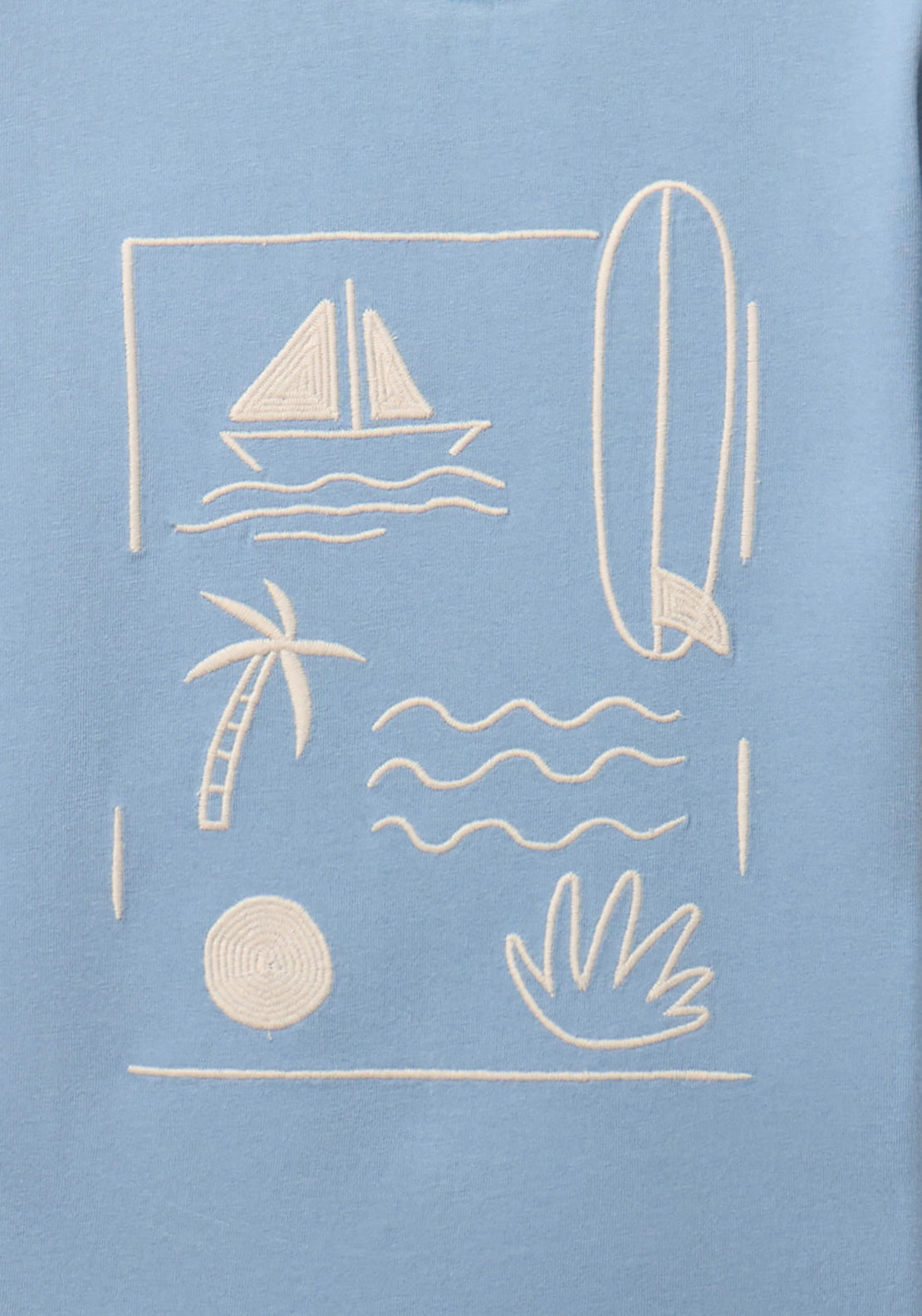 Beach Embroidered T-shirt - Blue