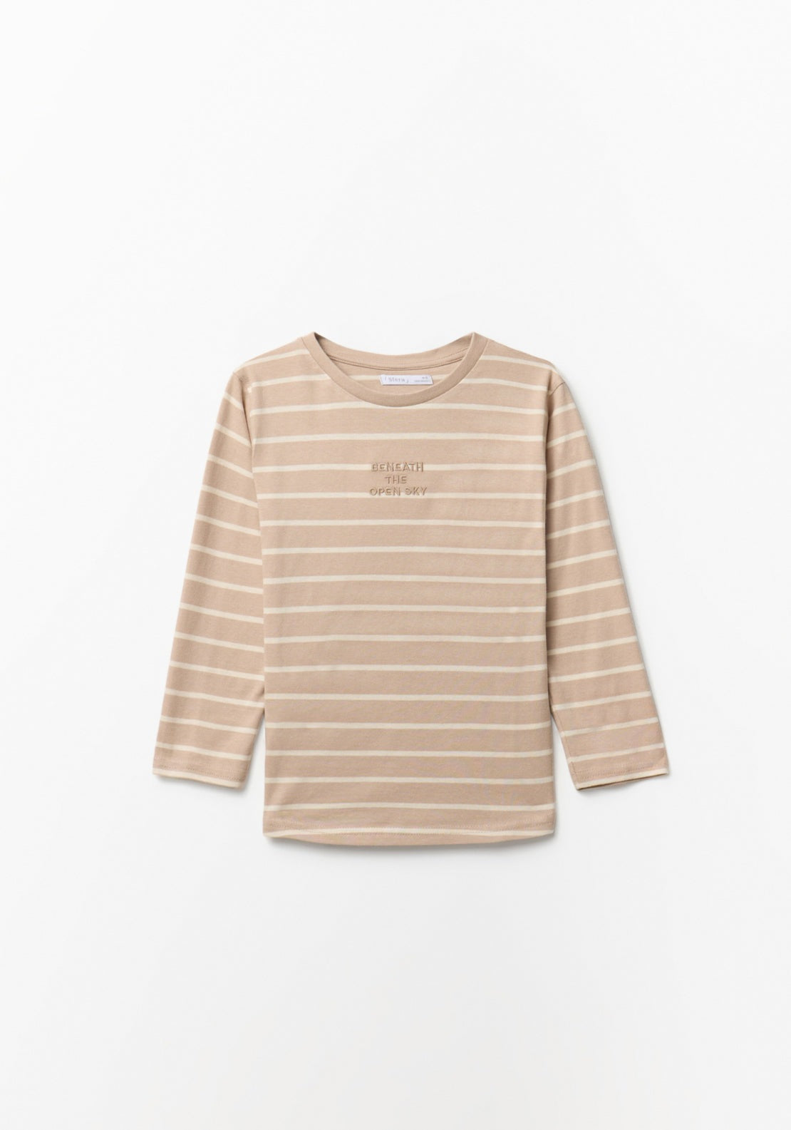 Long Sleeve Striped T-shirt - Beige
