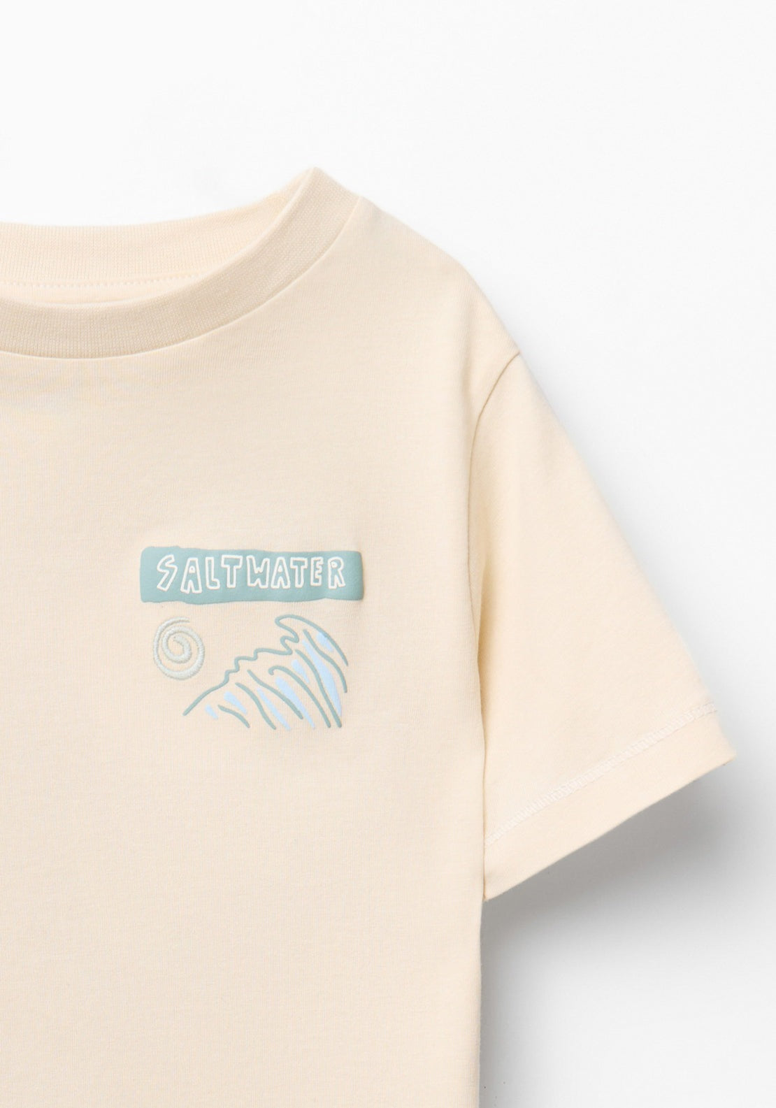 Short Sleeved Back Print T-Shirt - Cream