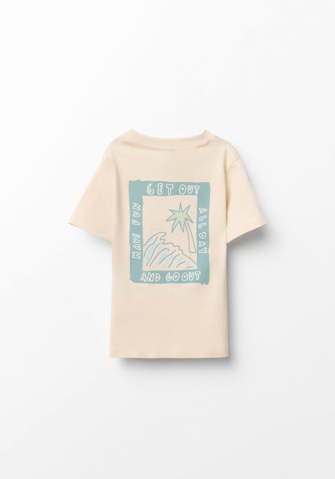 Short Sleeved Back Print T-Shirt - Cream