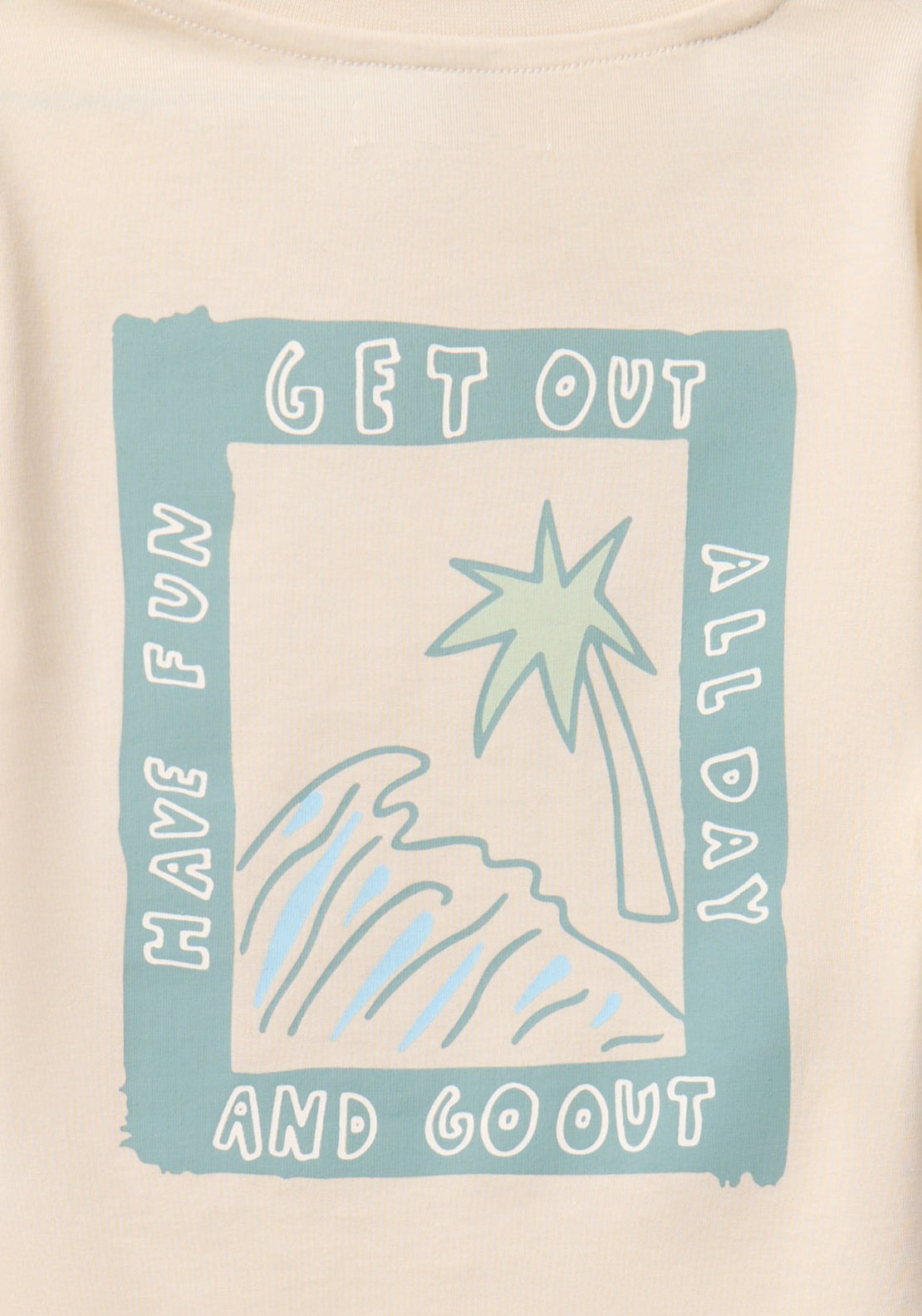 Short Sleeved Back Print T-Shirt - Cream