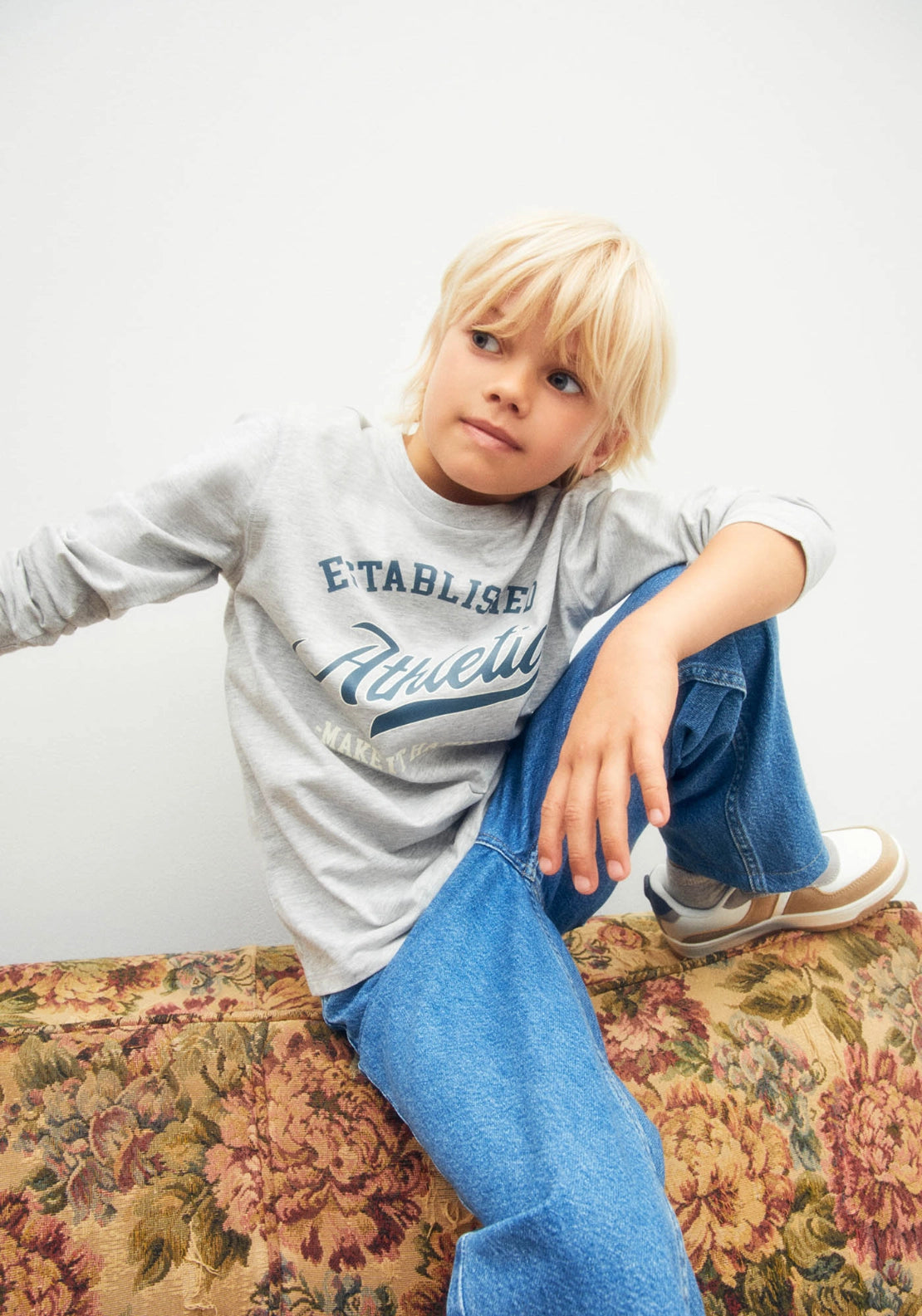Printed Long Sleeve T-Shirt - Grey