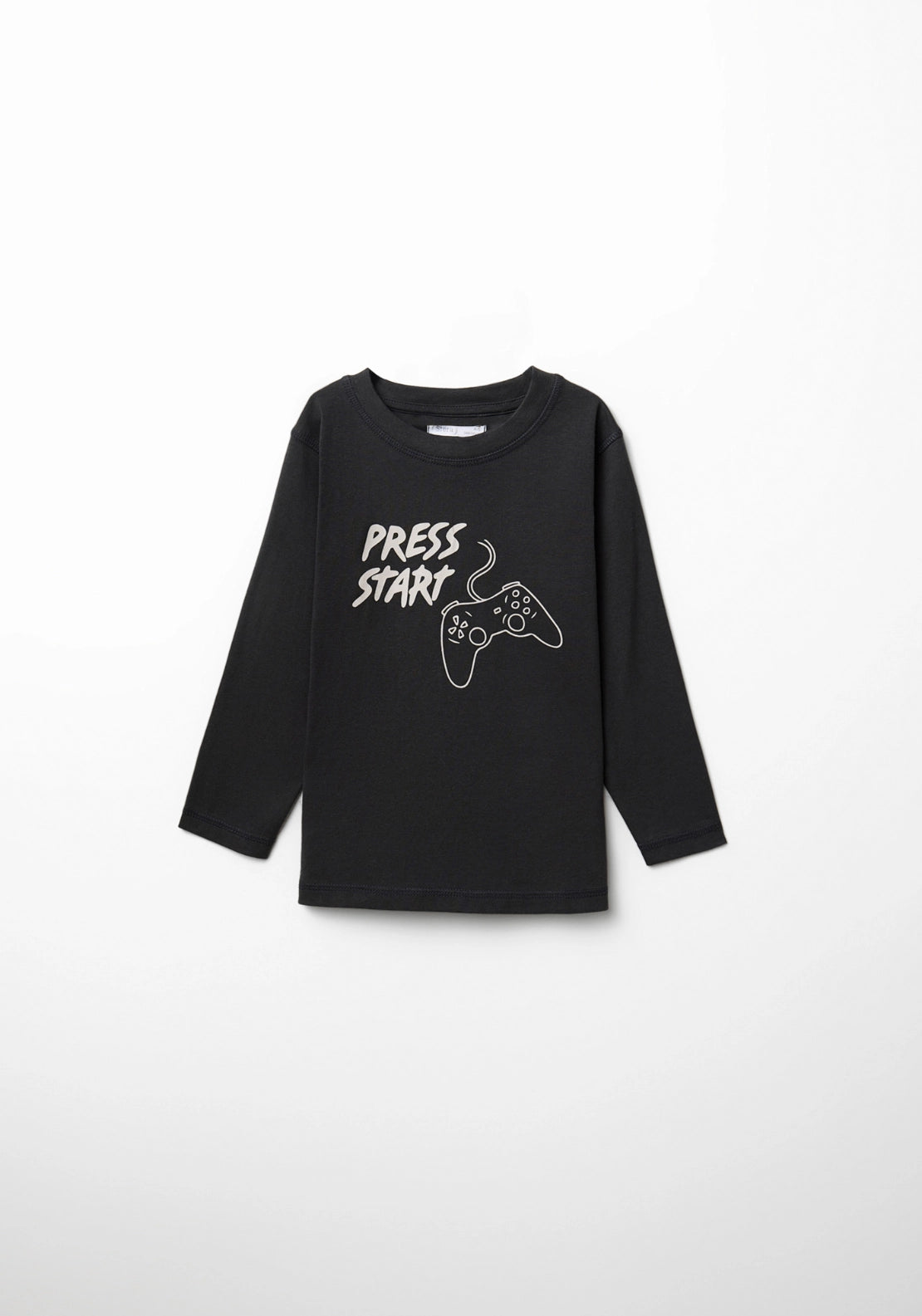 Graphic Print Long Sleeve T-Shirt - Black
