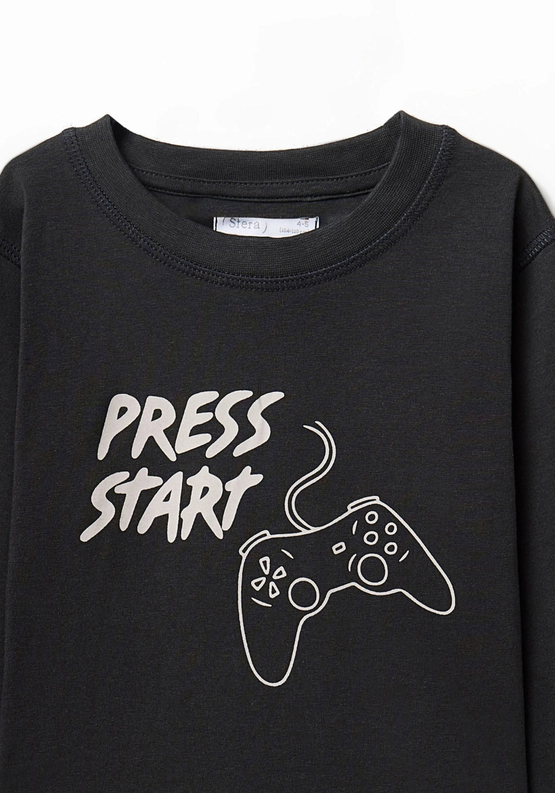 Graphic Print Long Sleeve T-Shirt - Black