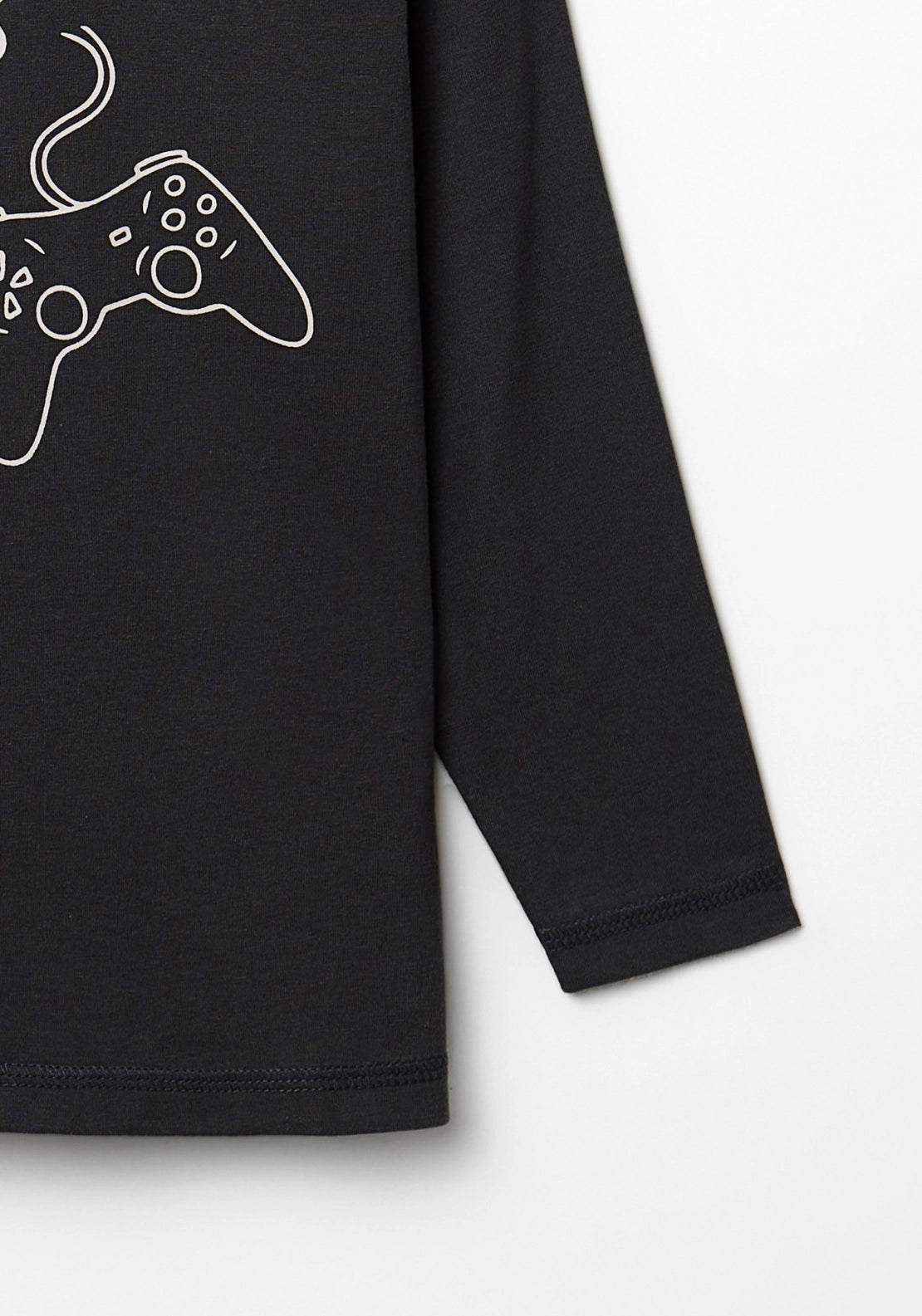 Graphic Print Long Sleeve T-Shirt - Black