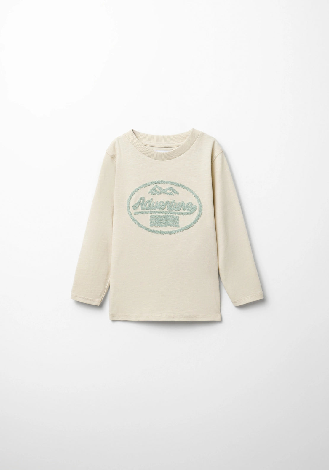 Casual Long Sleeve Jersey Top - Cream