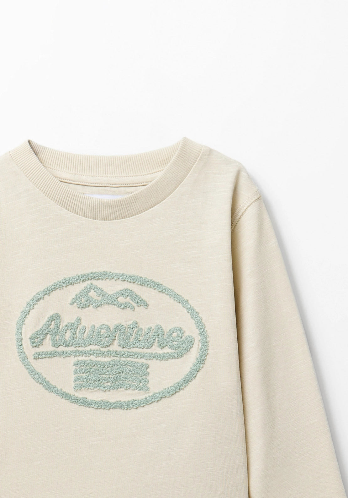 Casual Long Sleeve Jersey Top - Cream