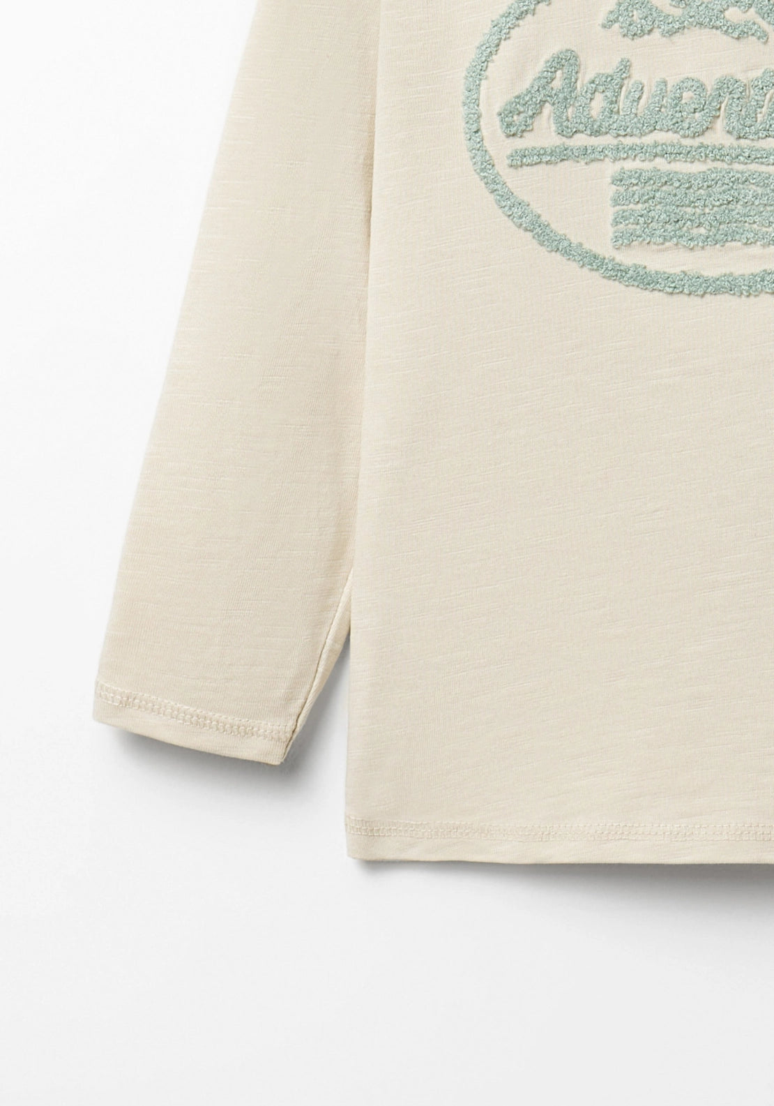 Casual Long Sleeve Jersey Top - Cream