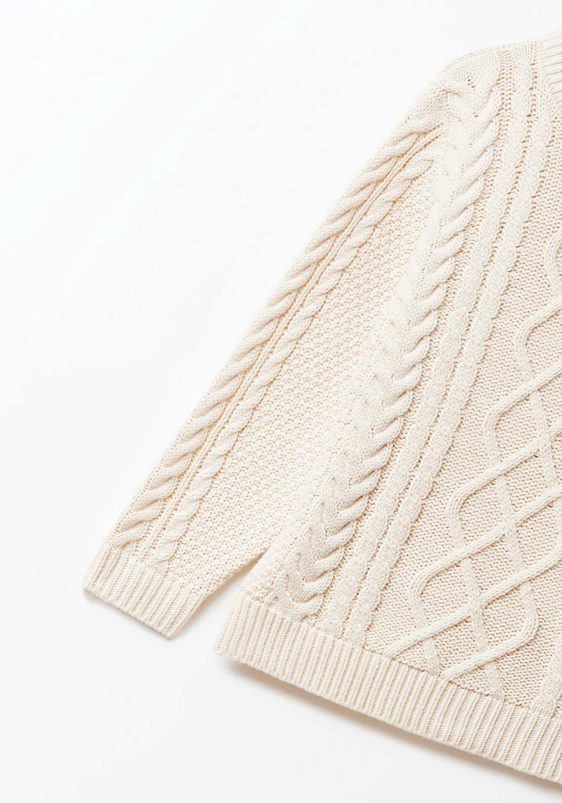Sfera Long Sleeve Cable Knit Jumper - White 2 Shaws Department Stores