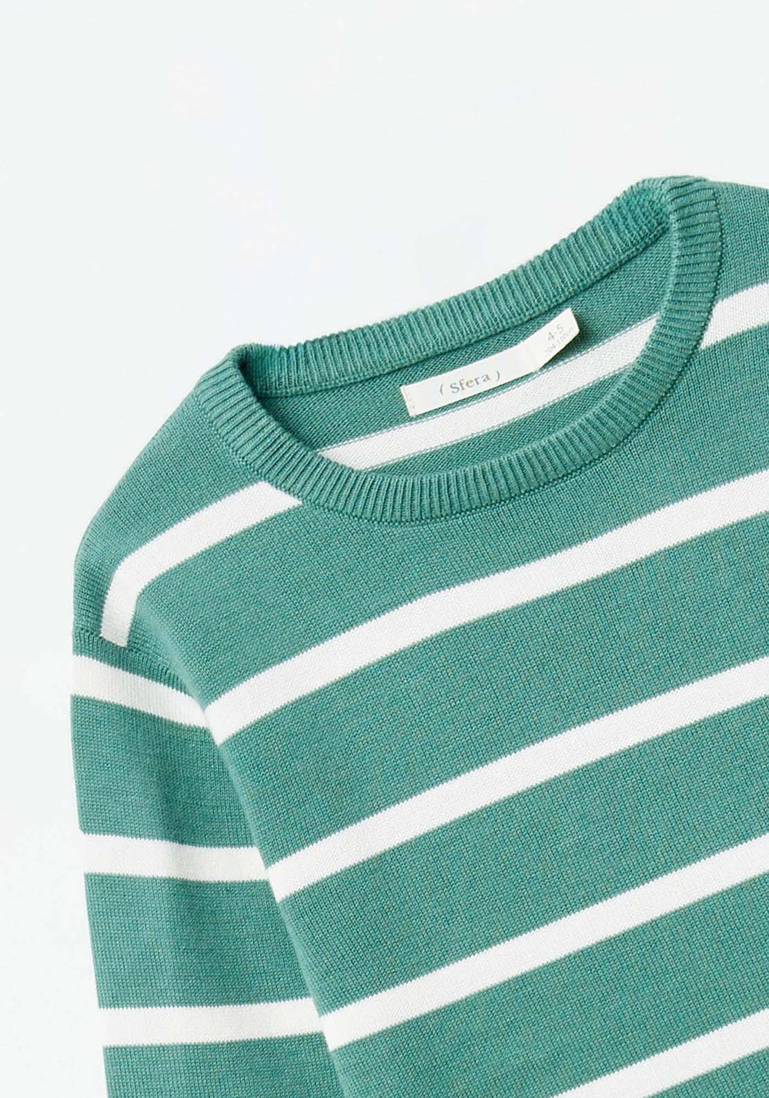 Sfera Stripes basic sweater - Green 2 Shaws Department Stores