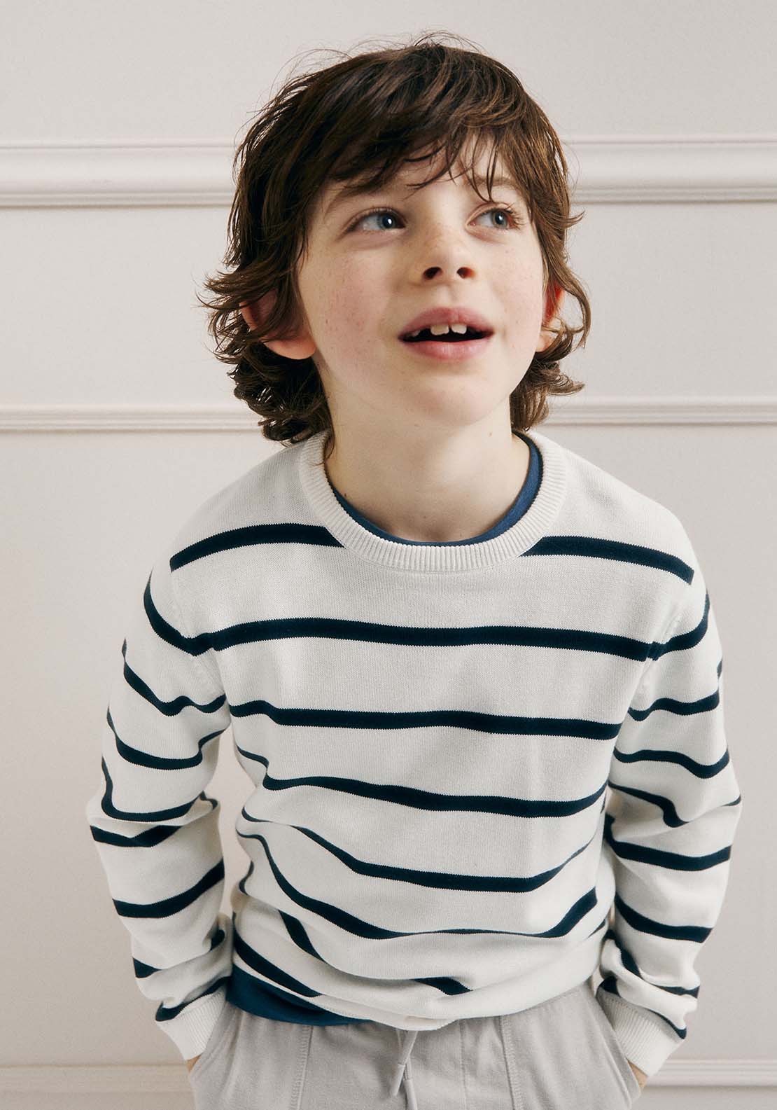 Sfera Stripes basic sweater - Navy 1 Shaws Department Stores