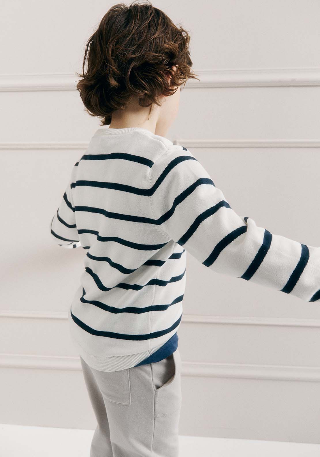Sfera Stripes basic sweater - Navy 2 Shaws Department Stores