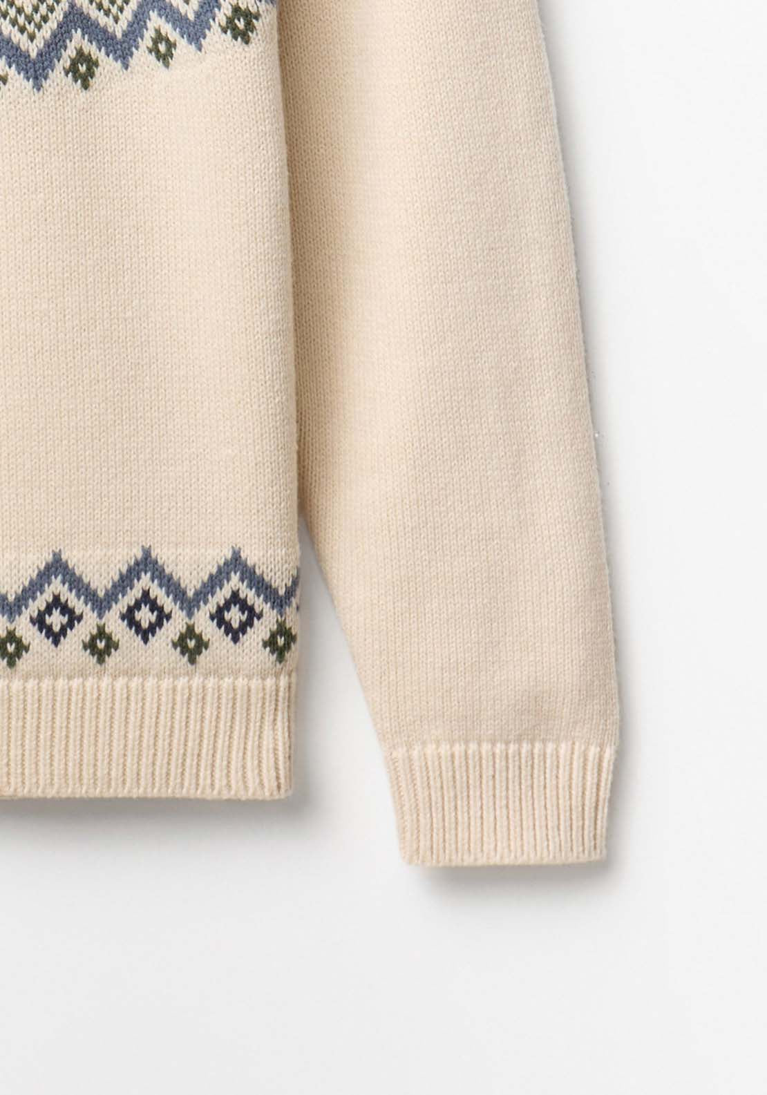 Sfera Jacquard Sweater With Round Neck - Cream 3 Shaws Department Stores
