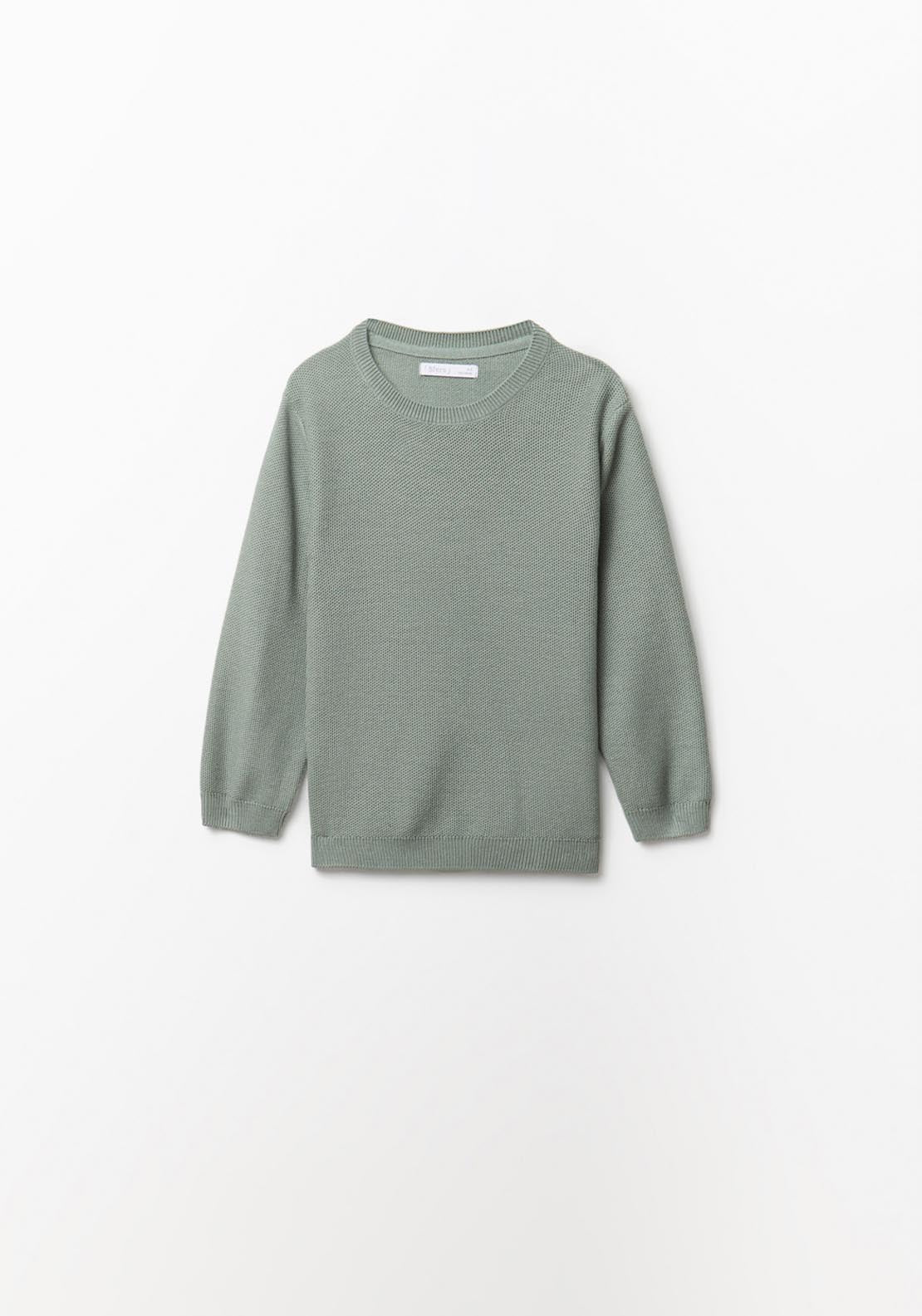 Sfera Basic Round Neck Sweater - Green 1 Shaws Department Stores