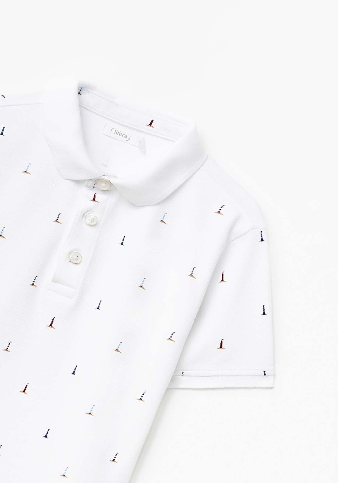 Sfera Lighthouse Polo T-Shirt - White 4 Shaws Department Stores