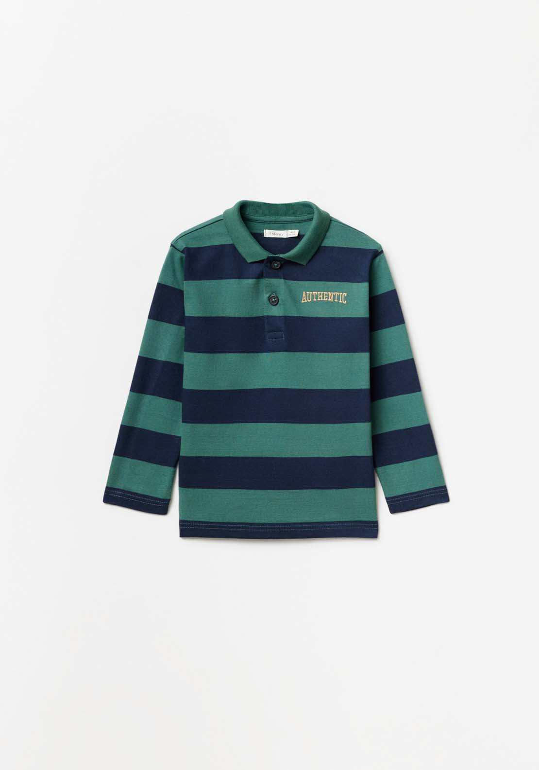 Sfera Long Sleeve Striped Rubgy Tshirt - Green Medium 1 Shaws Department Stores