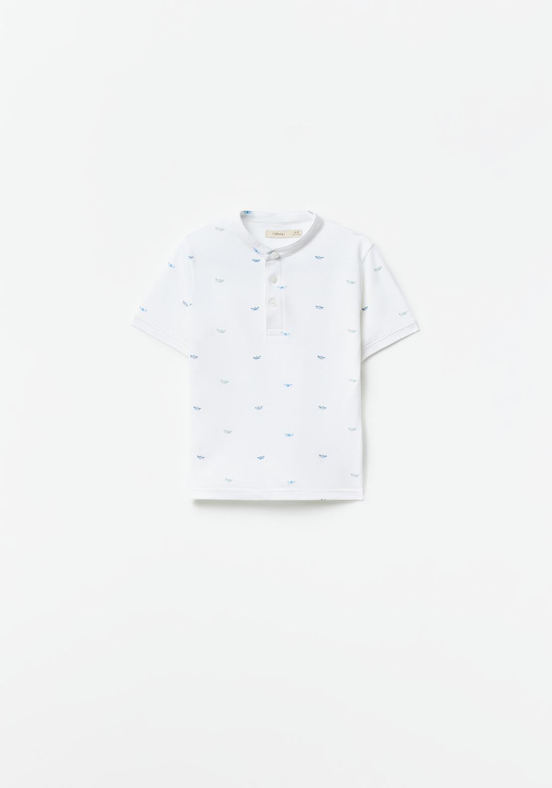 Sfera Printed Polo Shirt - White 1 Shaws Department Stores