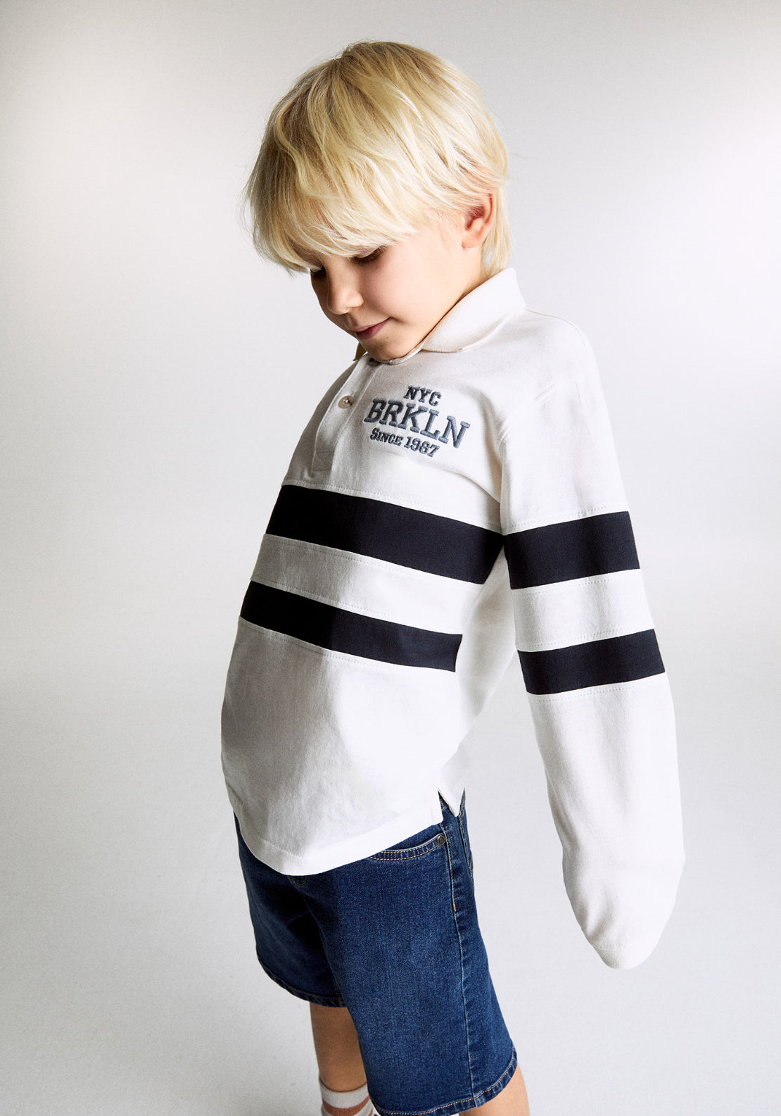 Contrast Stripes Polo Shirt - White