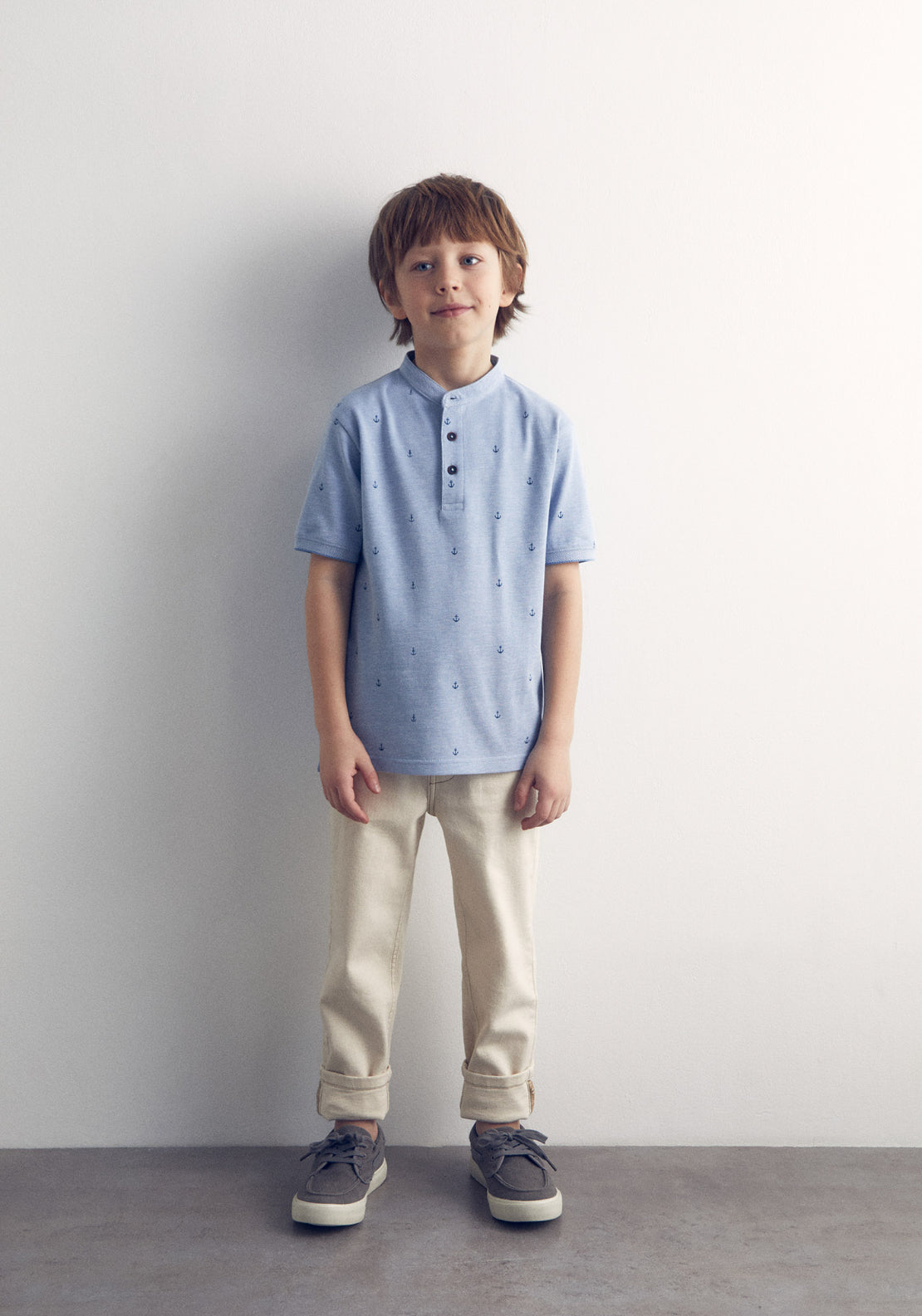 Sfera Anchor Printed Polo Shirt - Blue 6 Shaws Department Stores