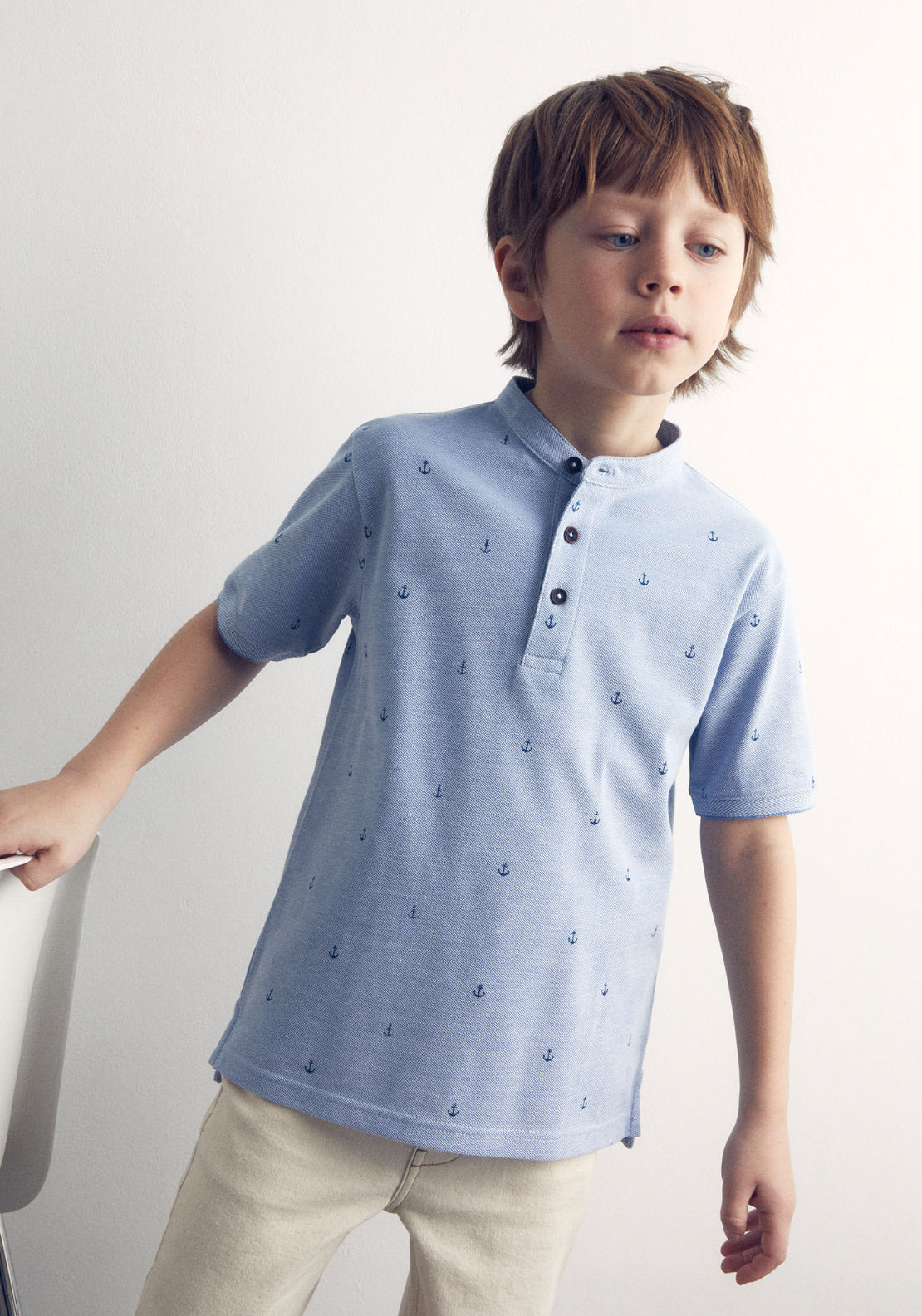Sfera Anchor Printed Polo Shirt - Blue 4 Shaws Department Stores