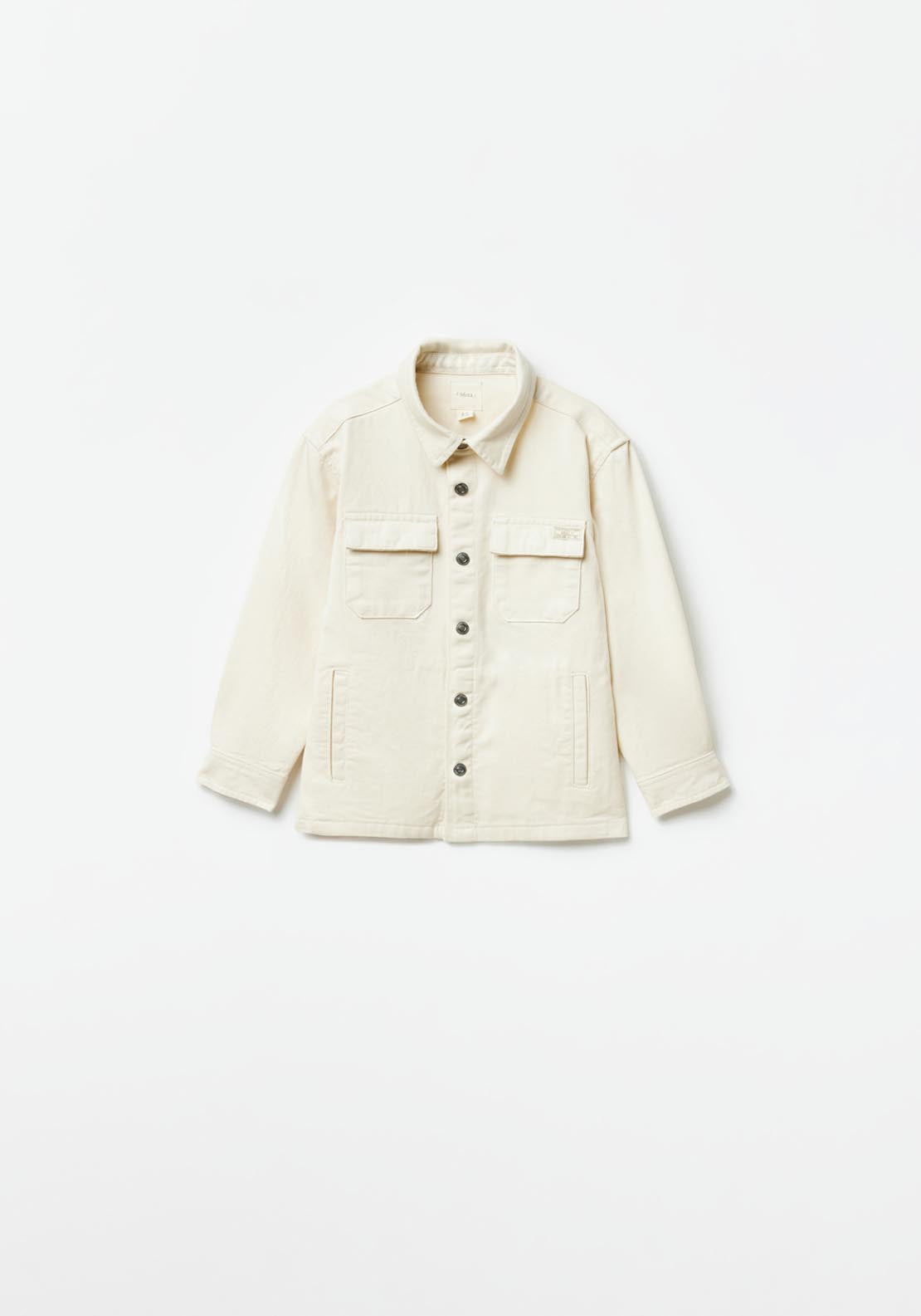 Sfera Plain Overshirt - Cream 1 Shaws Department Stores