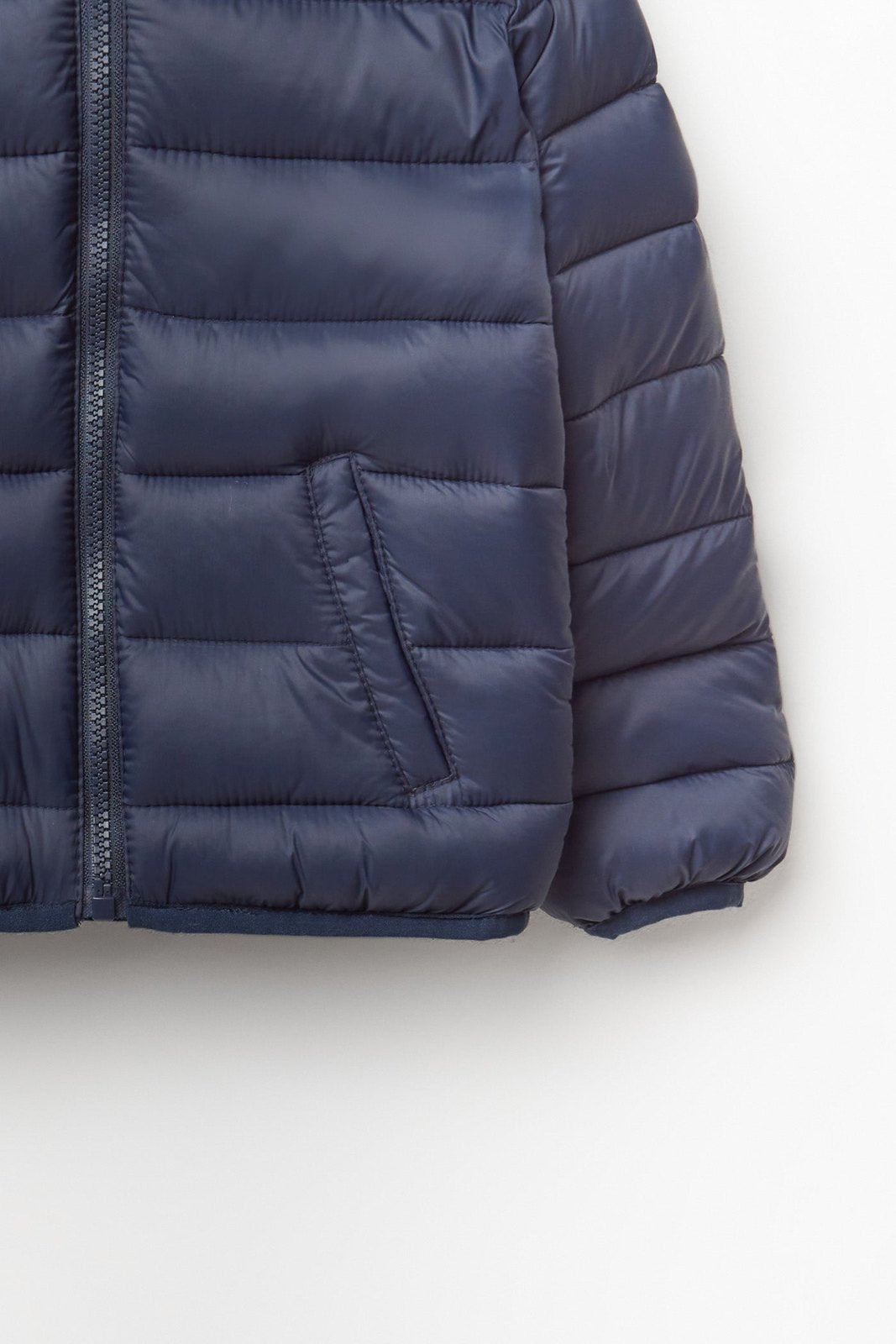 Lightweight Quilted Jacket With Hood - Blue