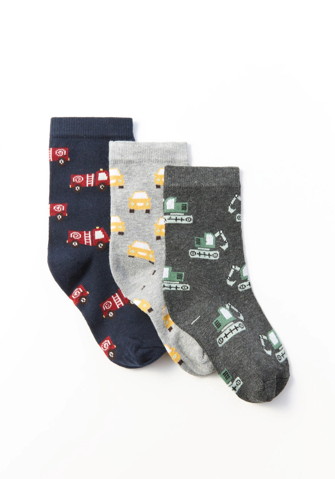 3-Pack Car Print Socks - Grey