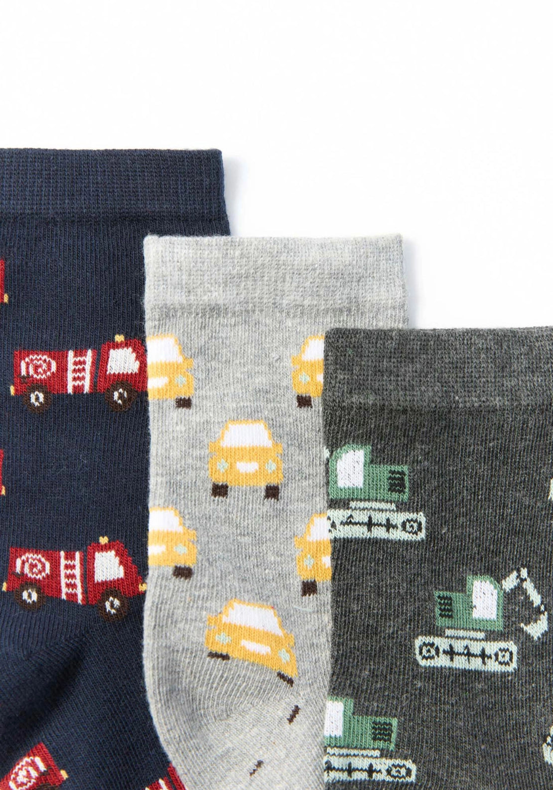 3-Pack Car Print Socks - Grey