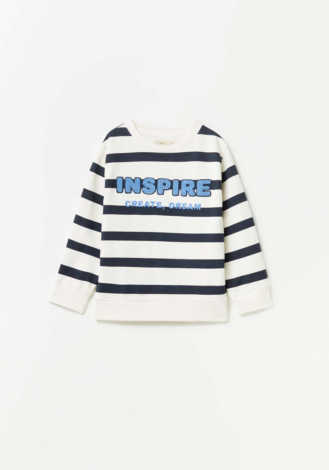 Sfera Striped Sweatshirt - Cream 2 Shaws Department Stores