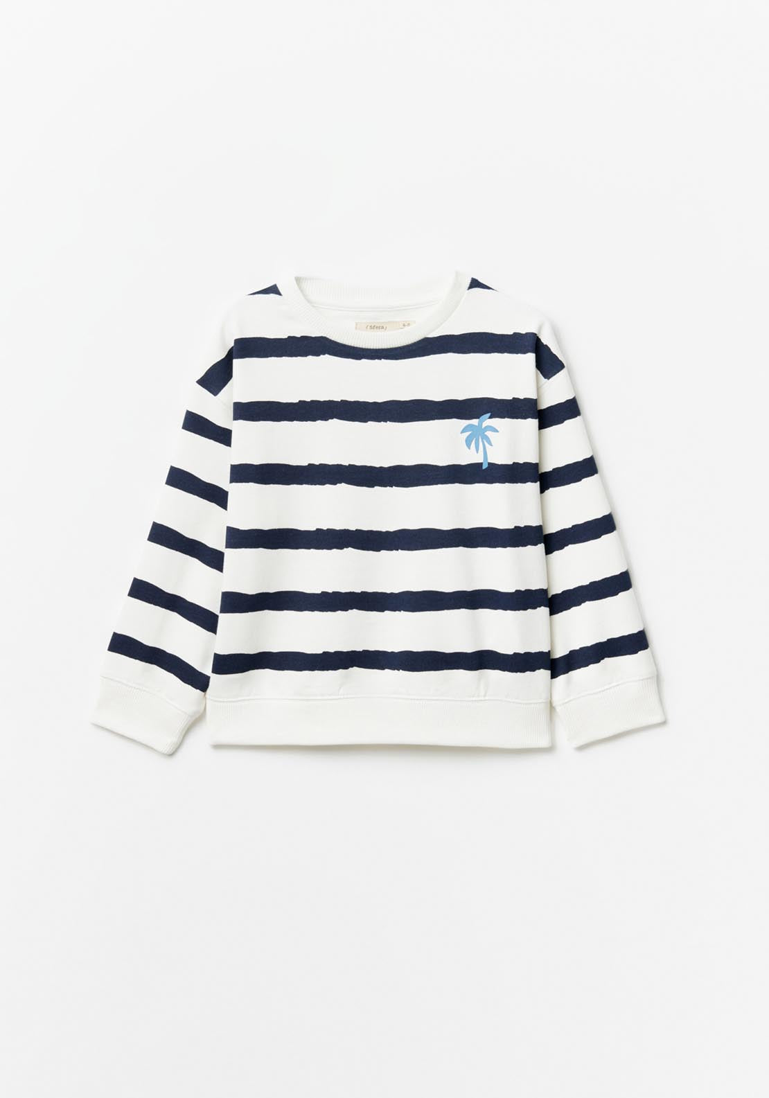 Sfera Stripes Palm Tree Sweatshirt - White 1 Shaws Department Stores