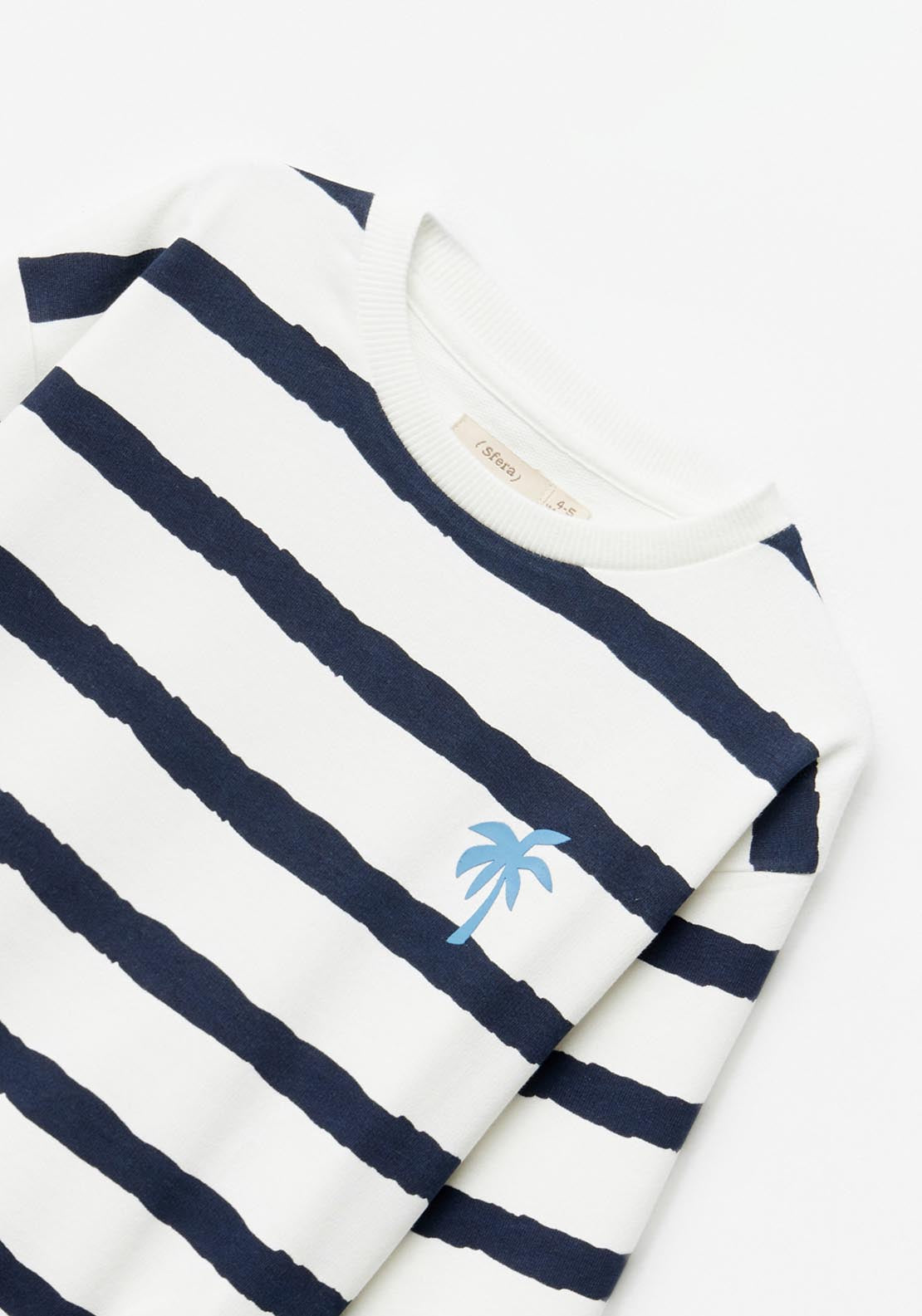 Sfera Stripes Palm Tree Sweatshirt - White 3 Shaws Department Stores